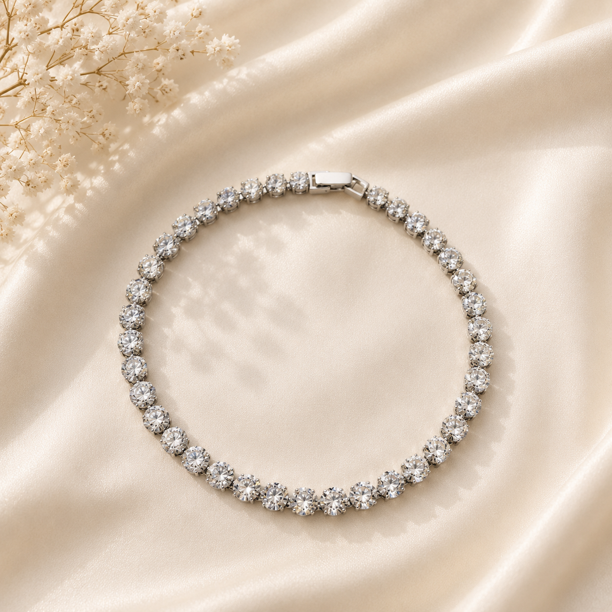 925 Sterling Silver Tennis Anklet | Single