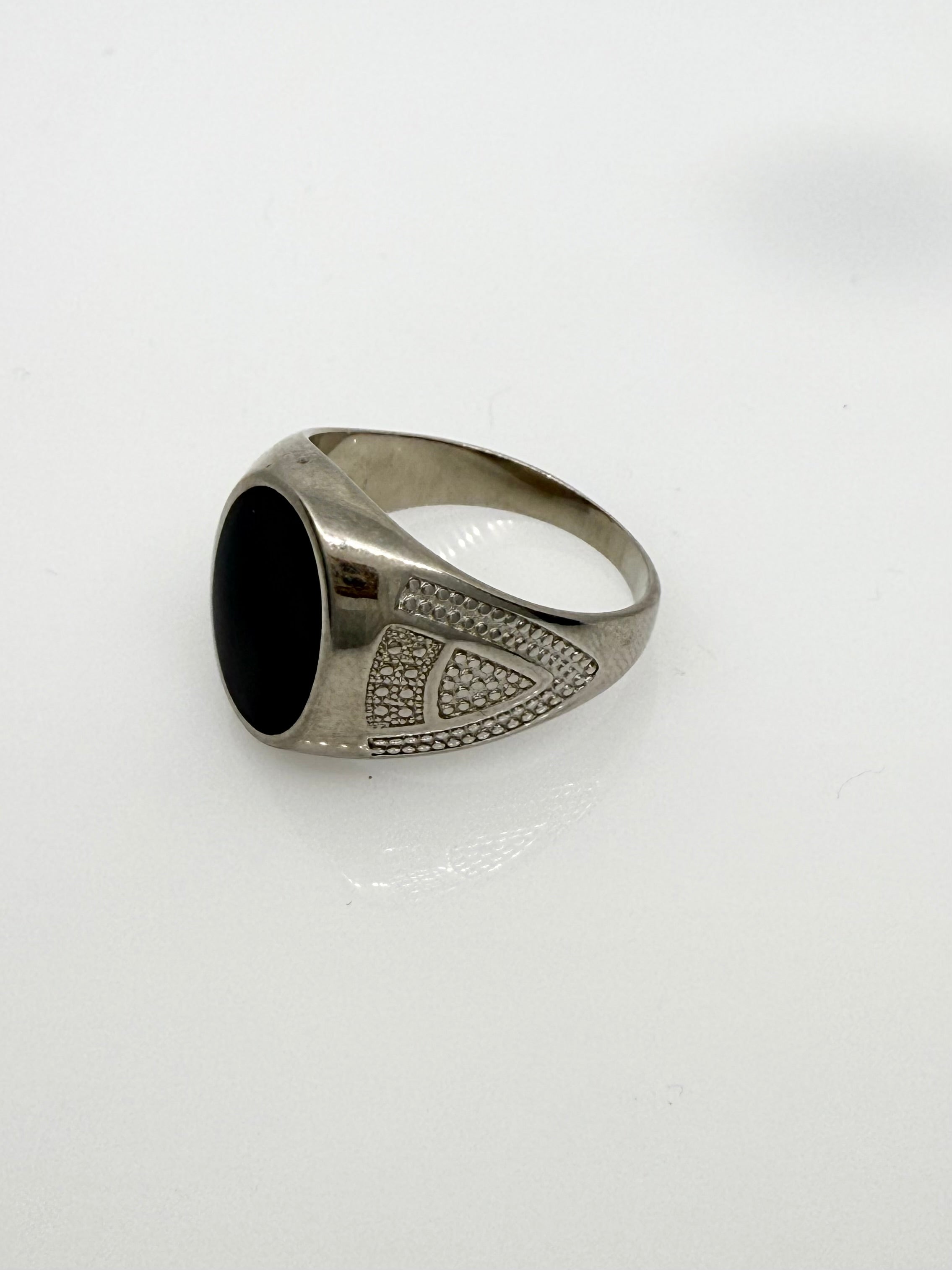 925 Oxidised Silver Ring for Men | Black Stone
