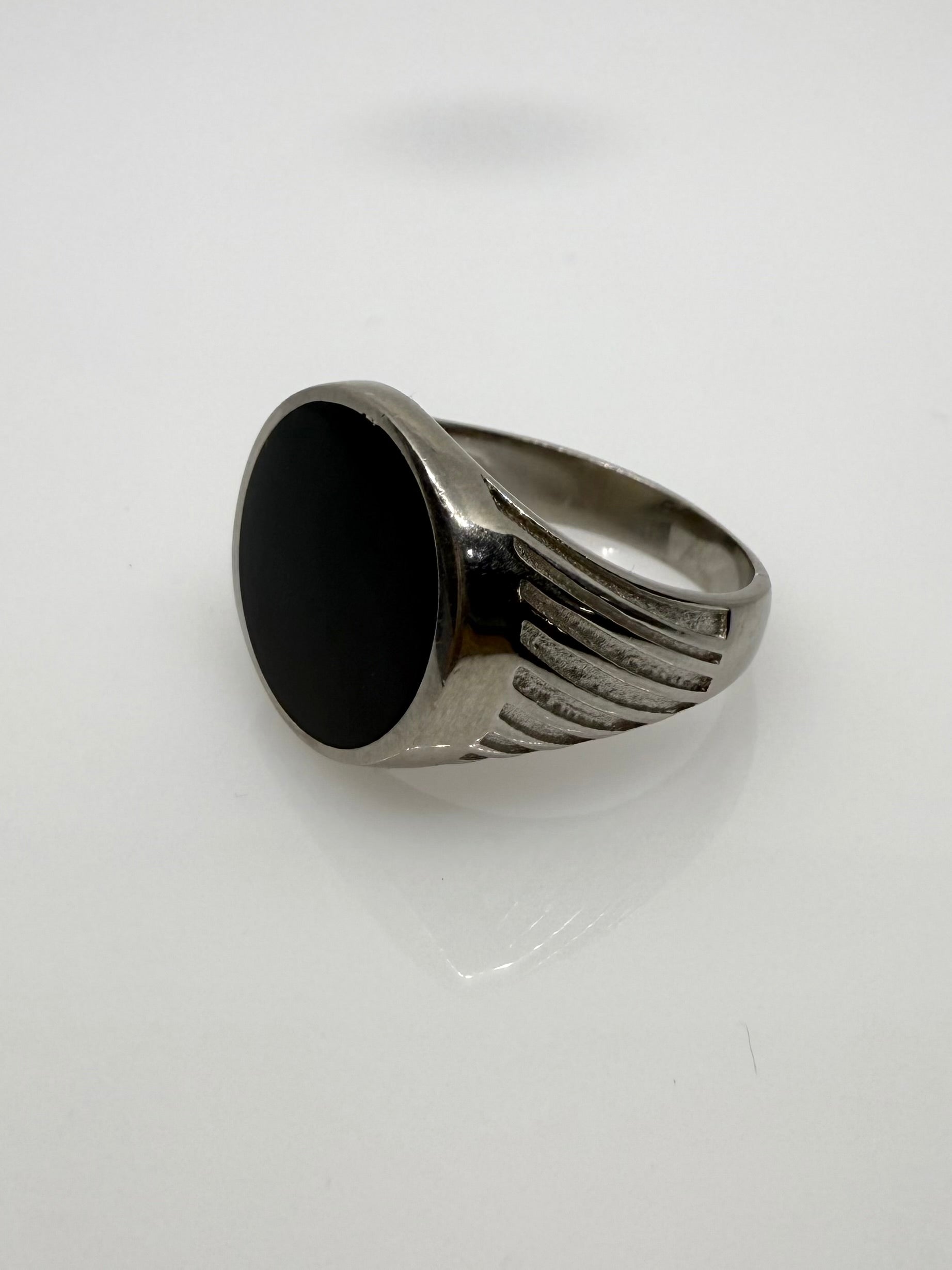 925 Oxidised Silver Ring for Men | Black Stone