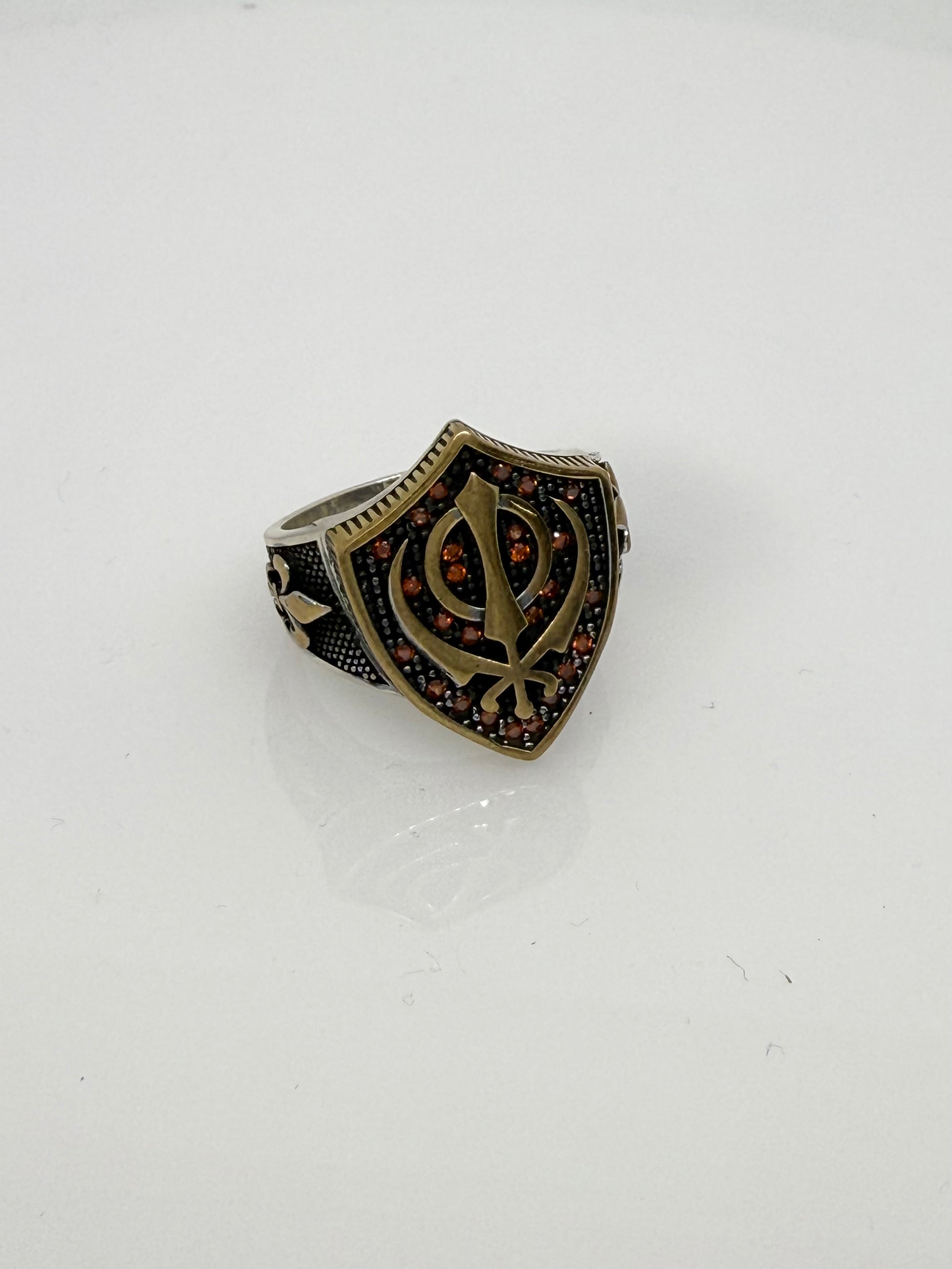 925 Oxidised Silver Ring for Men | khanda Ring