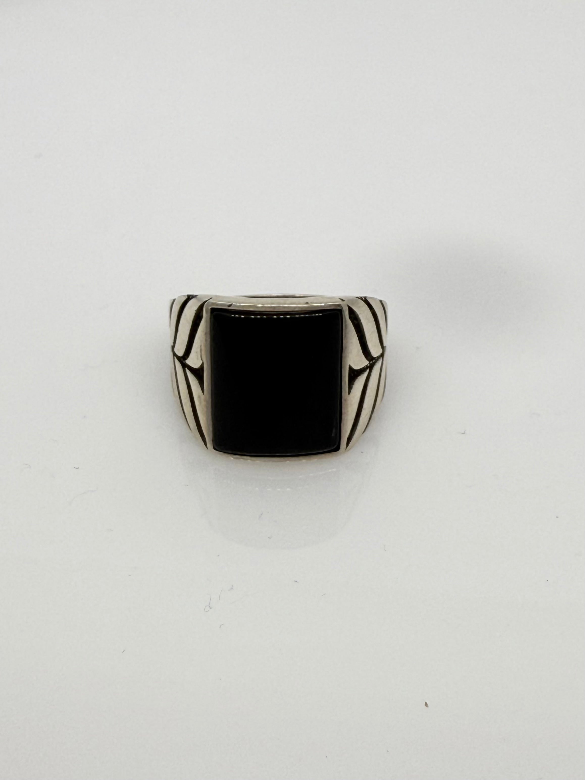 925 Sterling Silver Ring for Men | Black Stone