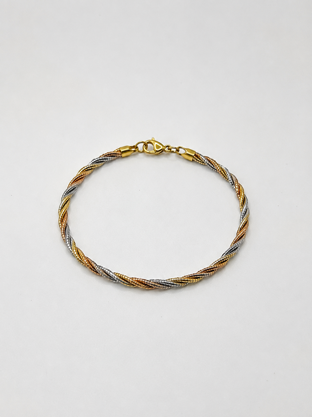 Multi Strand 925 Sterling Silver Italian Weave Bracelet | Triple Tone