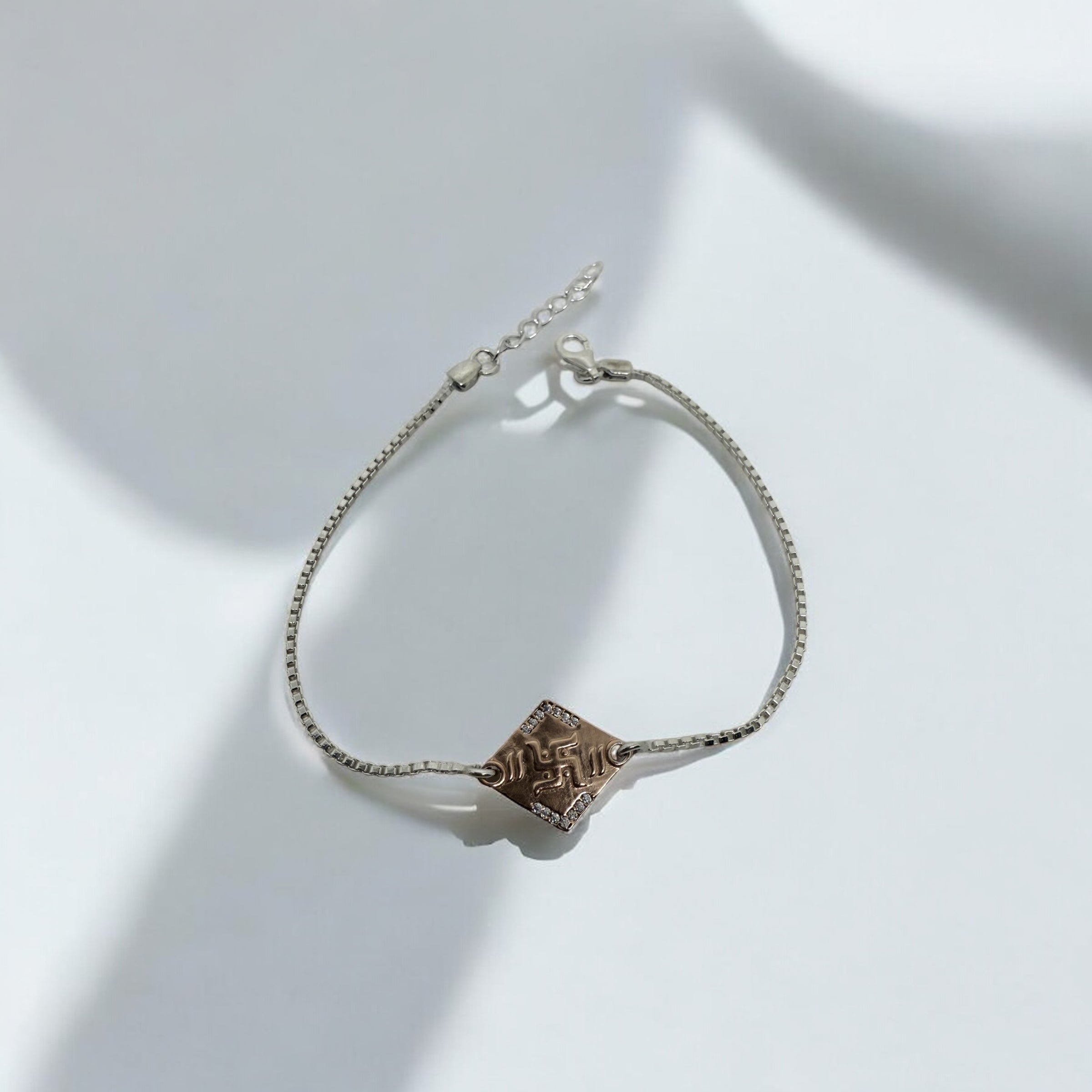 925 Sterling Silver Rakhi Bracelet | Swastik