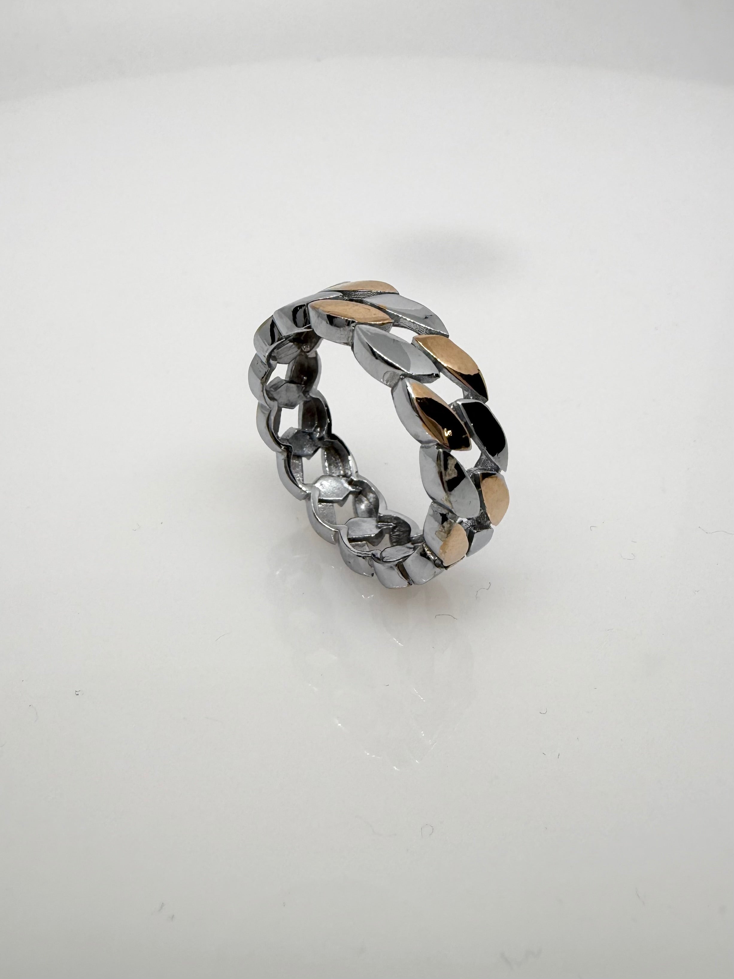 925 Sterling Silver Infinite Link Dual Tone Ring Band | Ring for Men | UNISEX