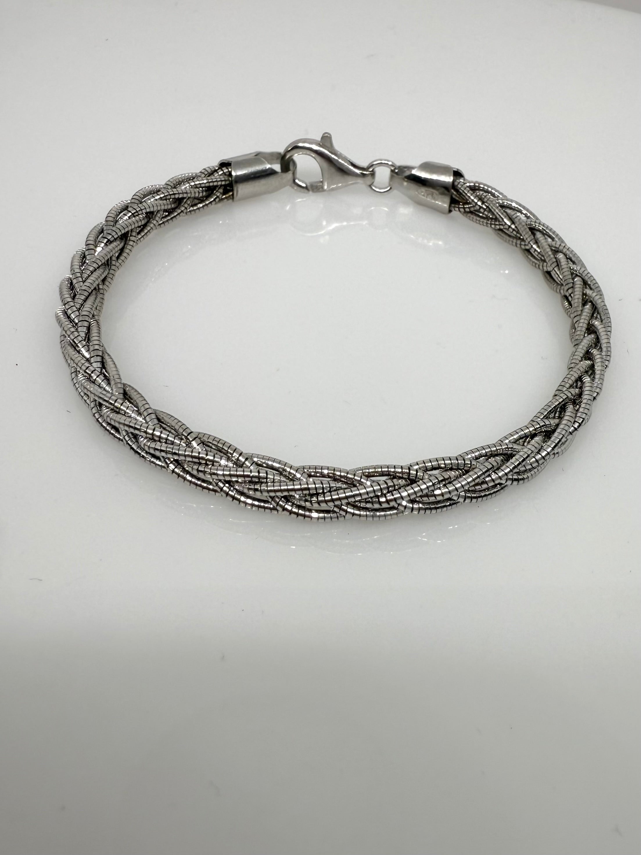 Multi Strand 925 Sterling Silver Italian Weave Bracelet | Silver