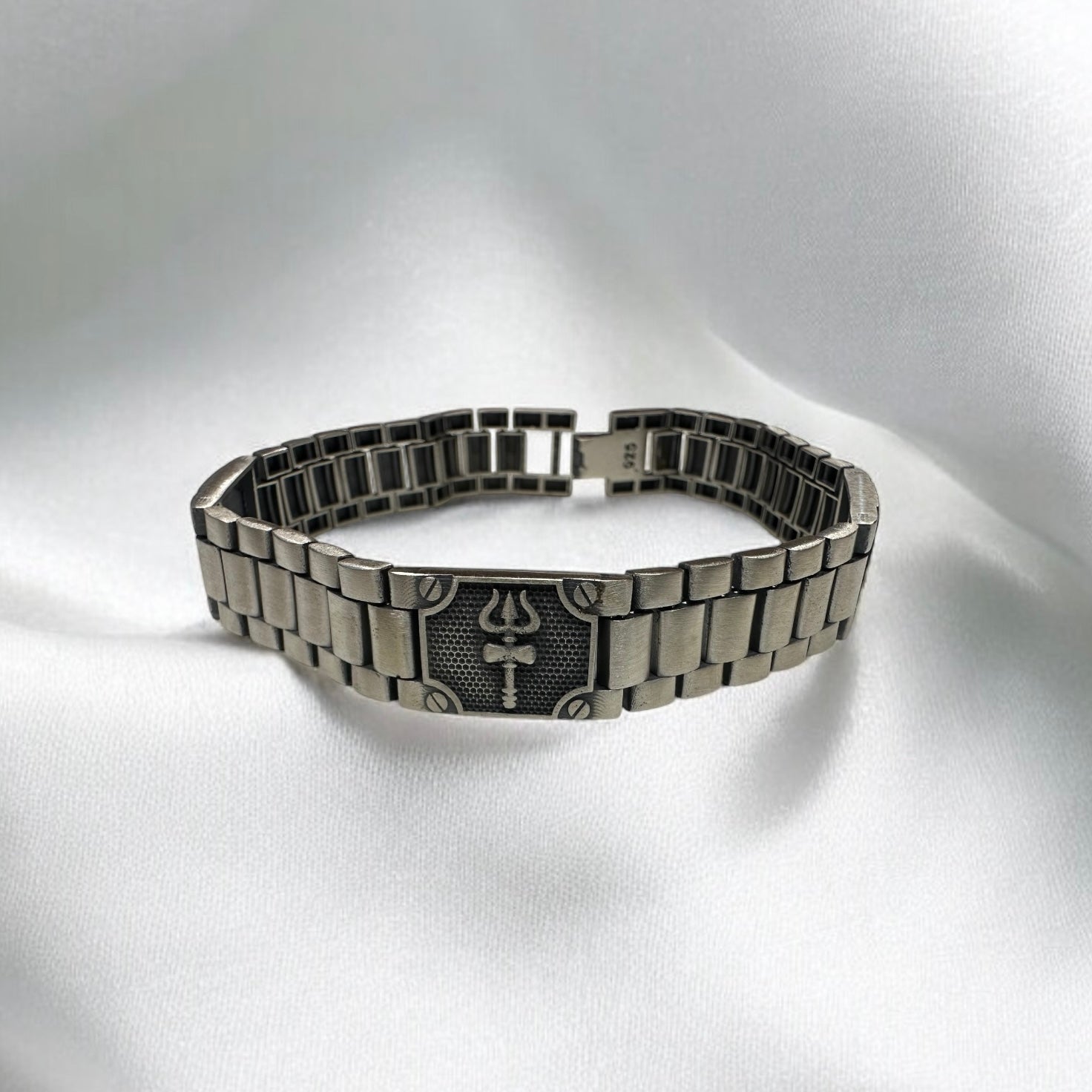 925 Sterling Silver Contemporary Link Men’s Bracelet | TRISHOOL