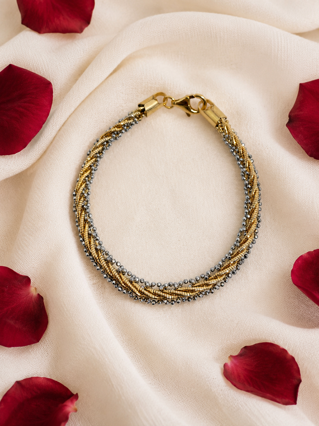 Multi Strand 925 Sterling Silver Italian Weave Bracelet | Gold and Silver