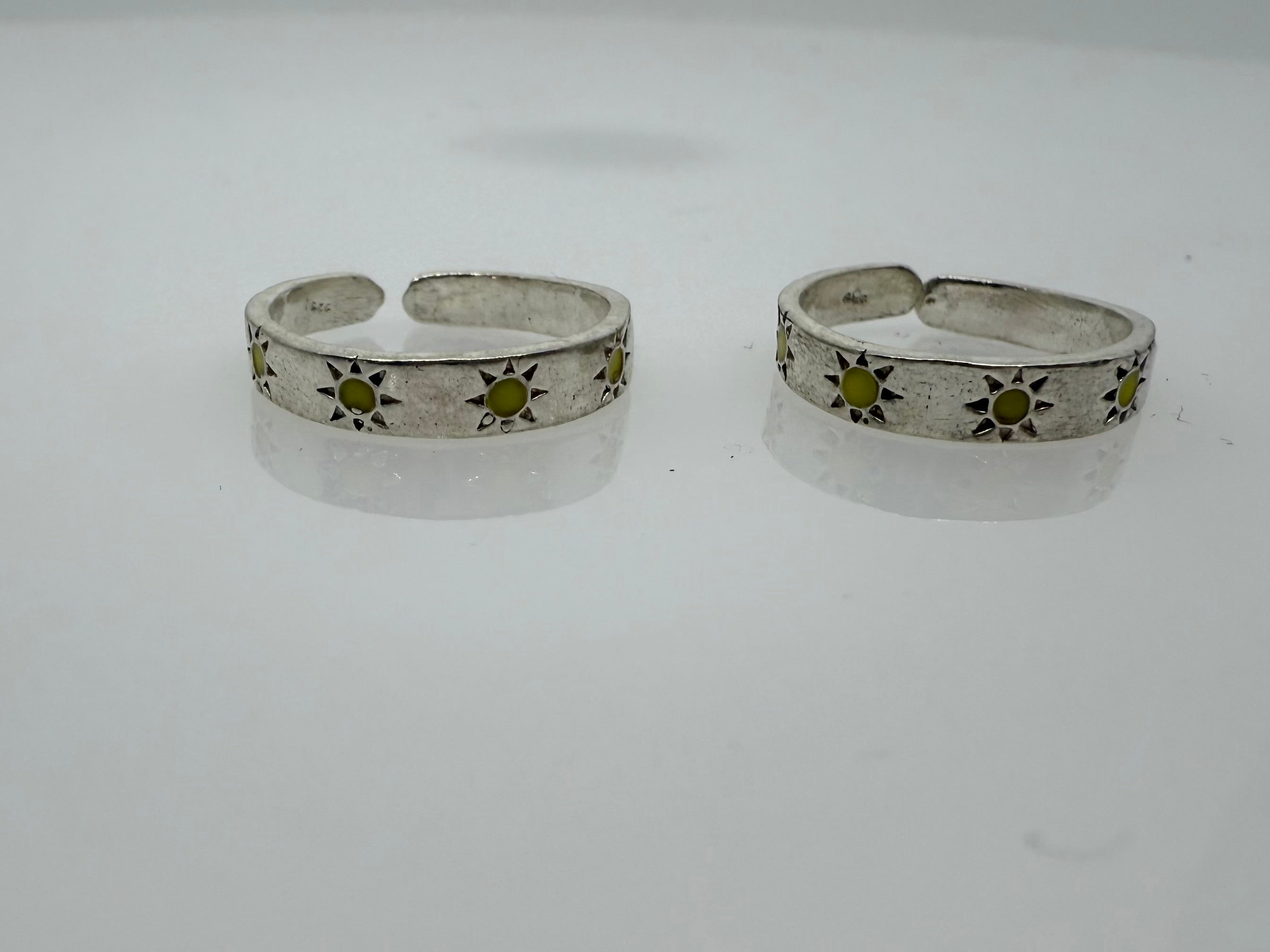 925 Silver Toe Rings (2 Rings) Sun | Free Size