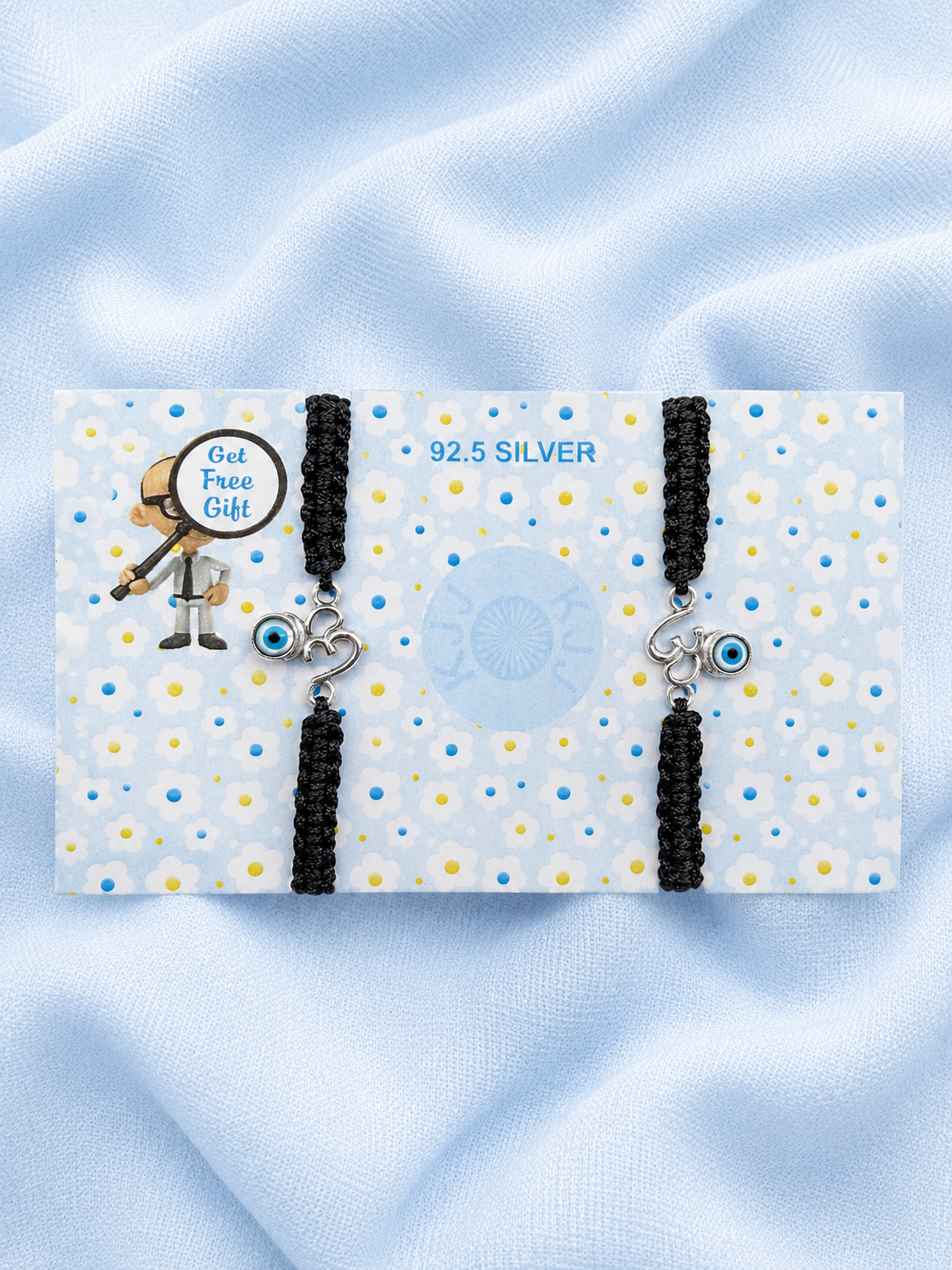 925 Sterling Silver Evil Eye Om Newborn & Baby Thread Nazariya