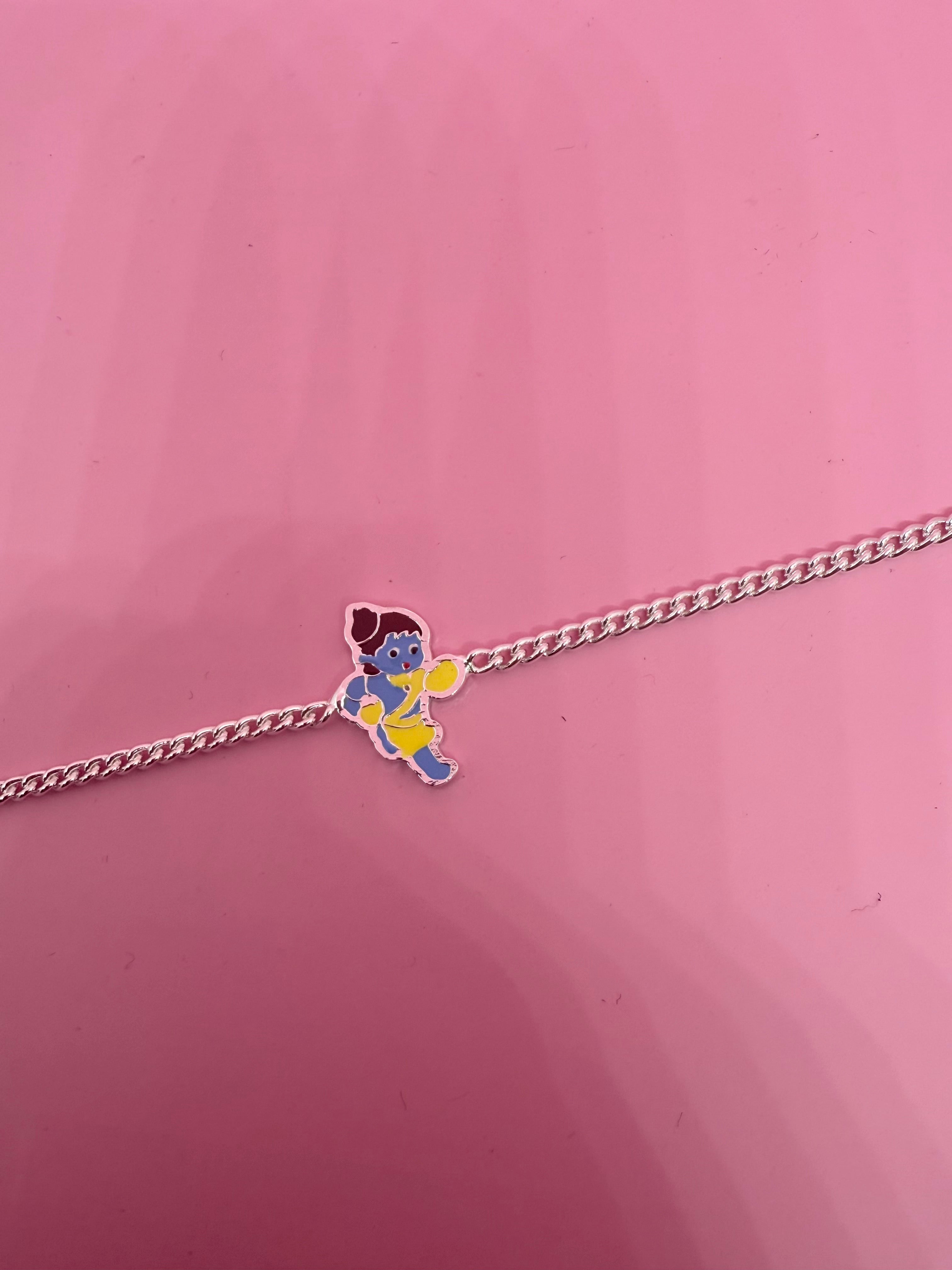 925 Sterling Silver Krishna Cartoon Bracelet | For kids