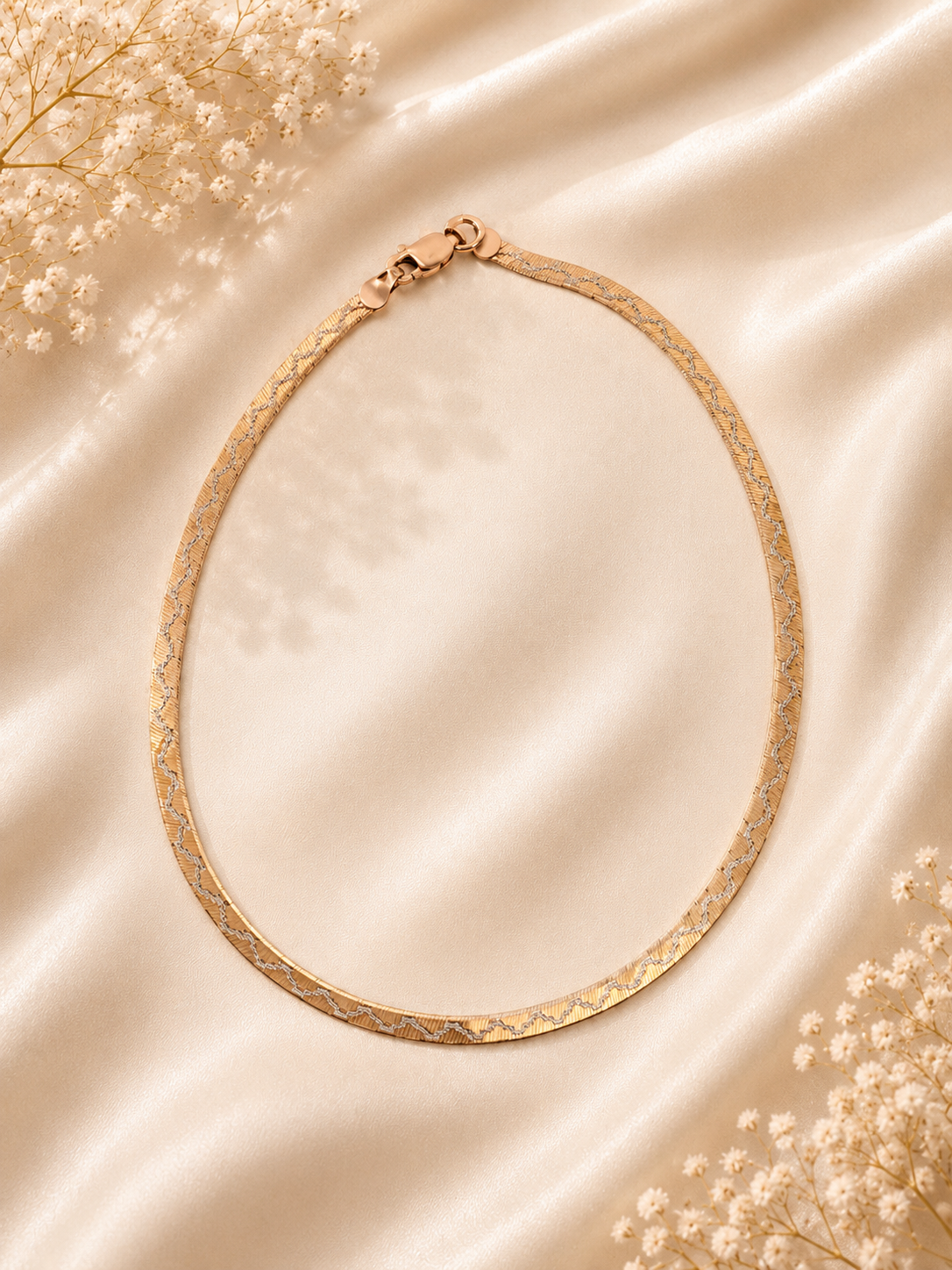 925 Sterling Silver Rose Gold Snake Anklets | Pair