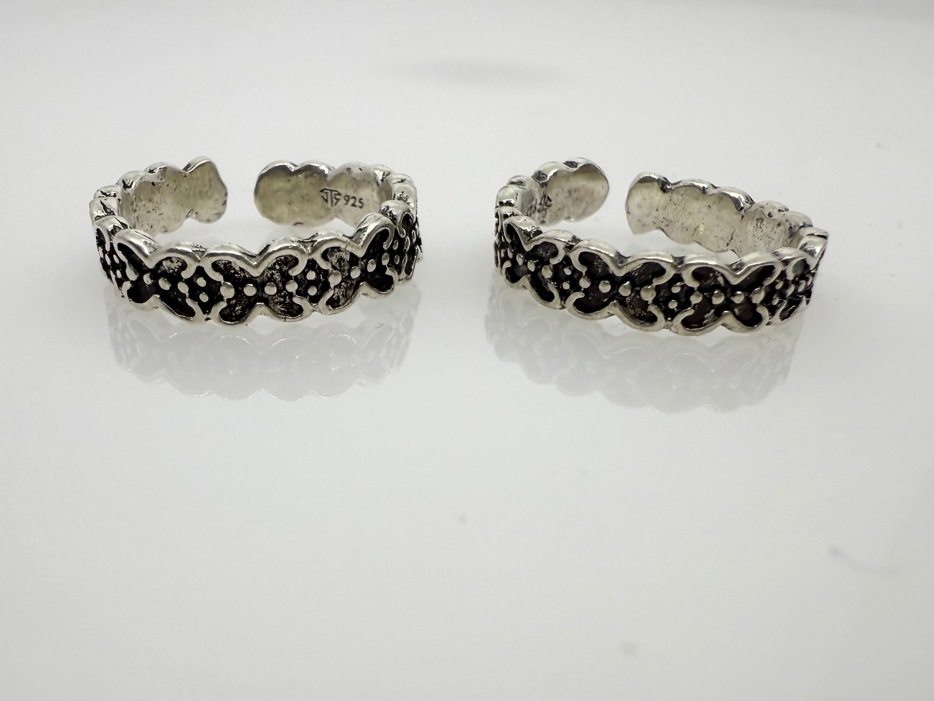 925 Silver Toe Rings (2 Rings) | Butterfly | Free Size
