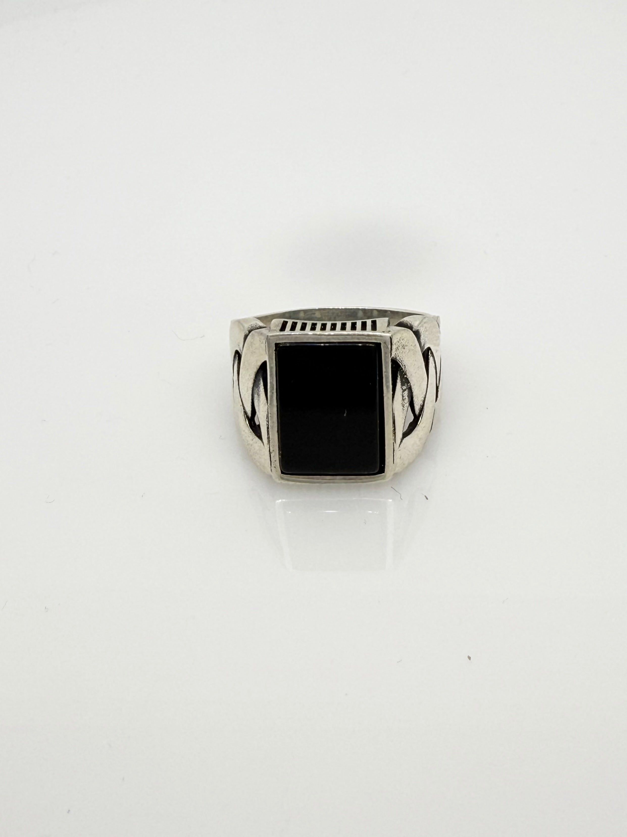 925 Sterling Silver Ring for Men | Black Stone