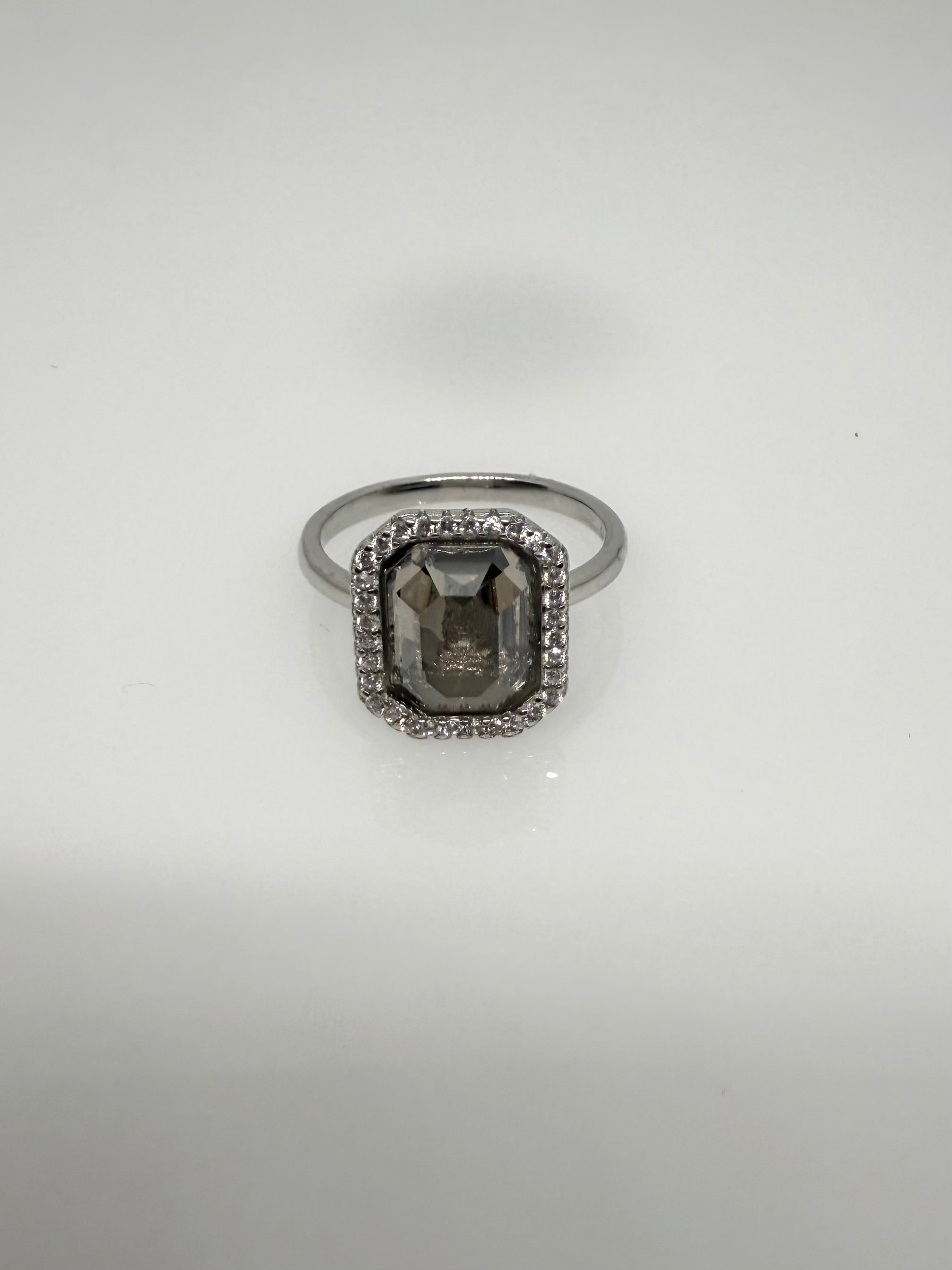 925 Sterling Silver Crystal Square Women Ring