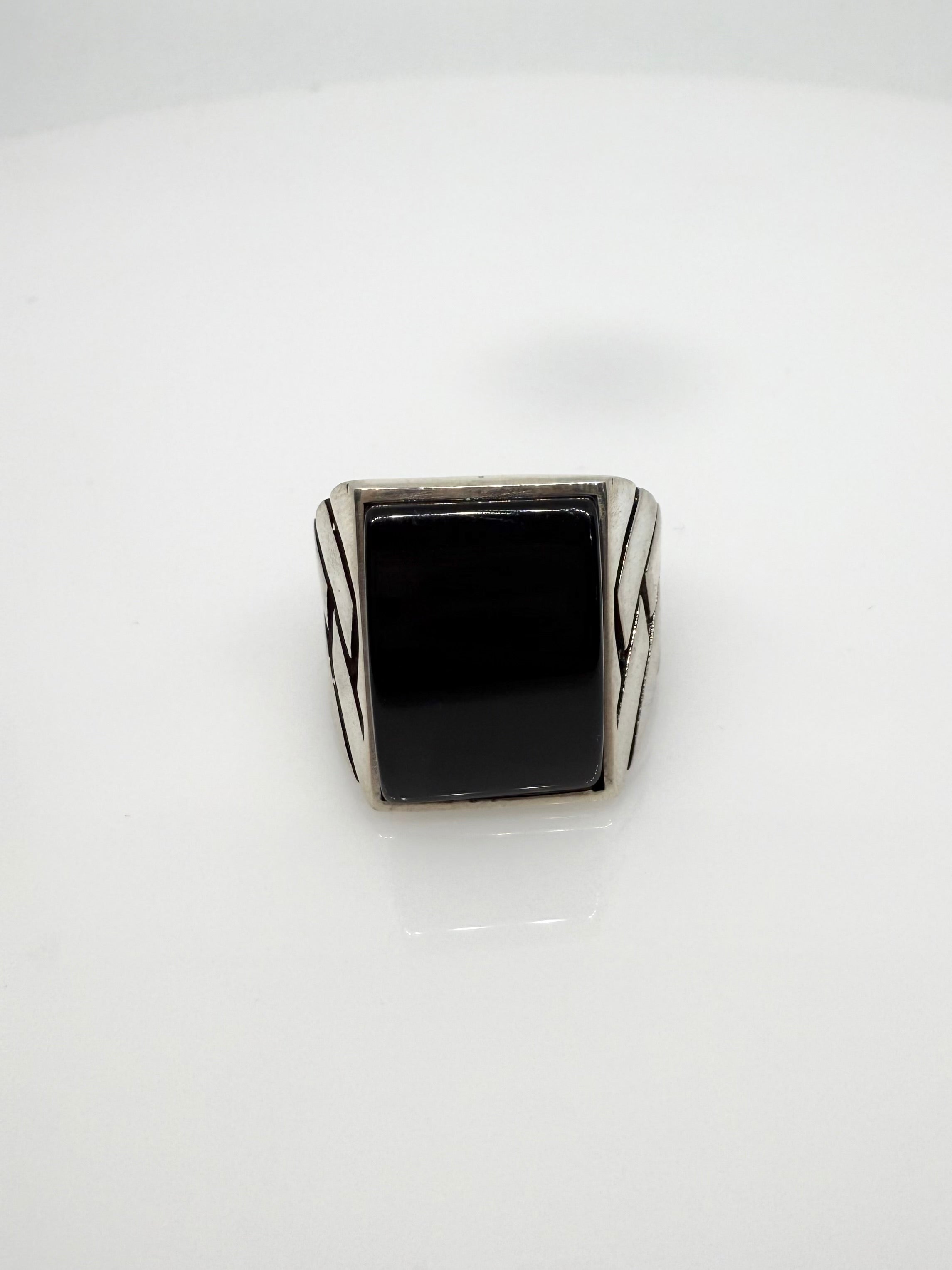 925 Sterling Silver Ring for Men | Black Stone