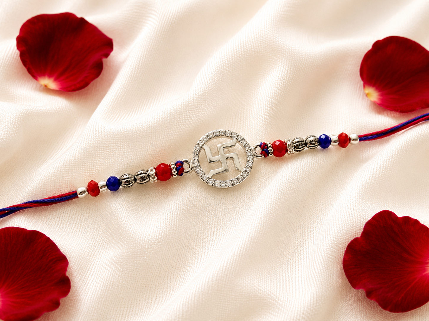 925 Sterling Silver Thread Rakhi | Swastik