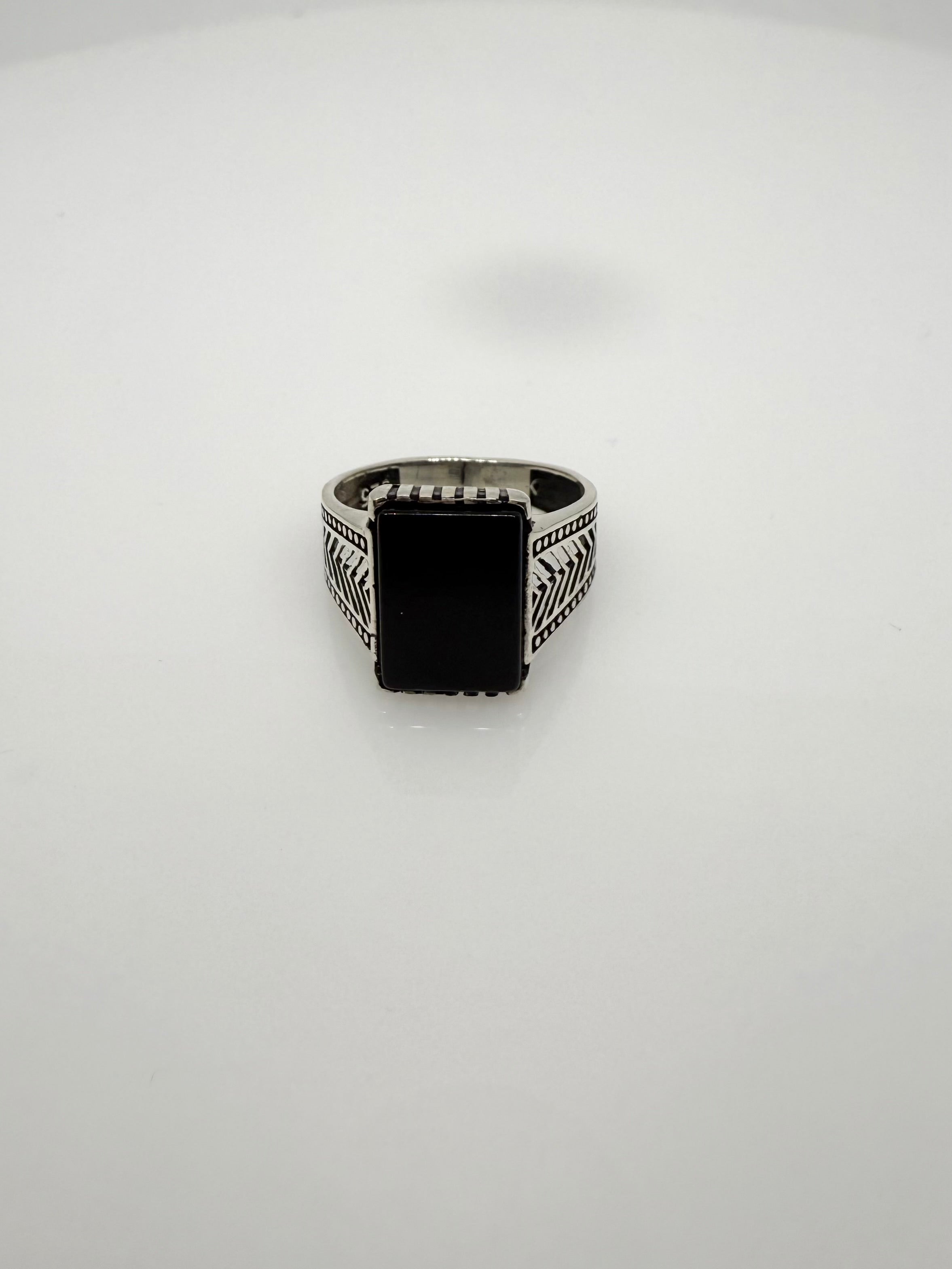 925 Sterling Silver Ring For Men | Black Stone