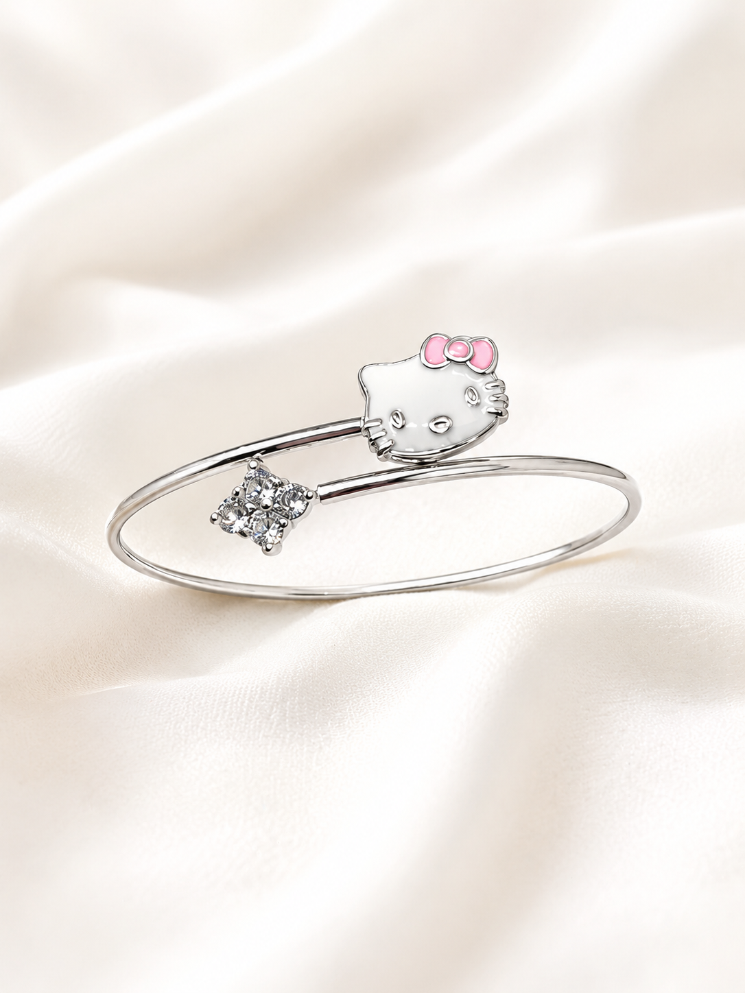 925 Sterling Silver Hello Kitty Adjustable Cartoon kid’s Bangle | Ideal for 5-10 years old