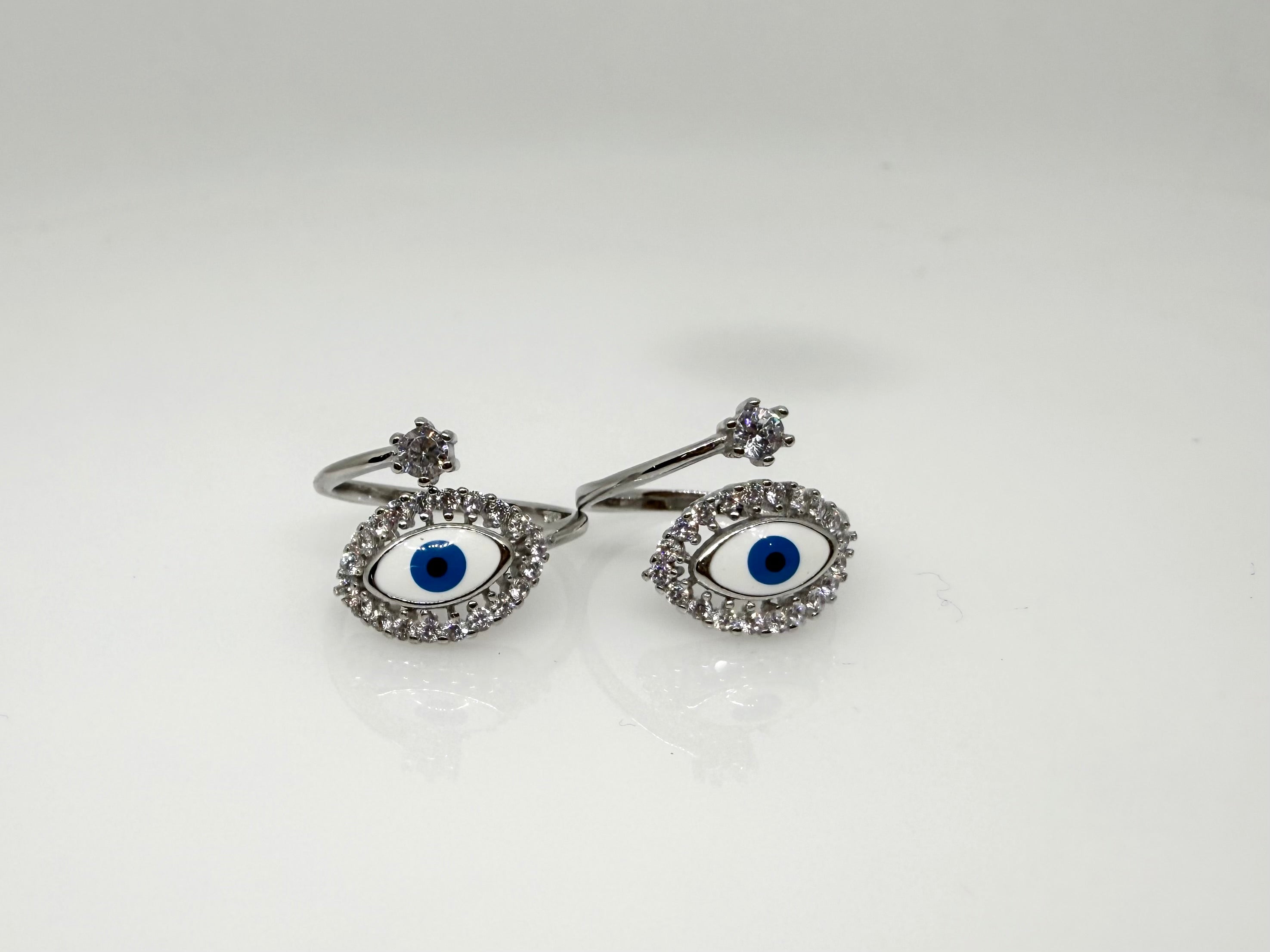 925 Silver Evil Eye Toe Rings (2 Rings) | Free Size