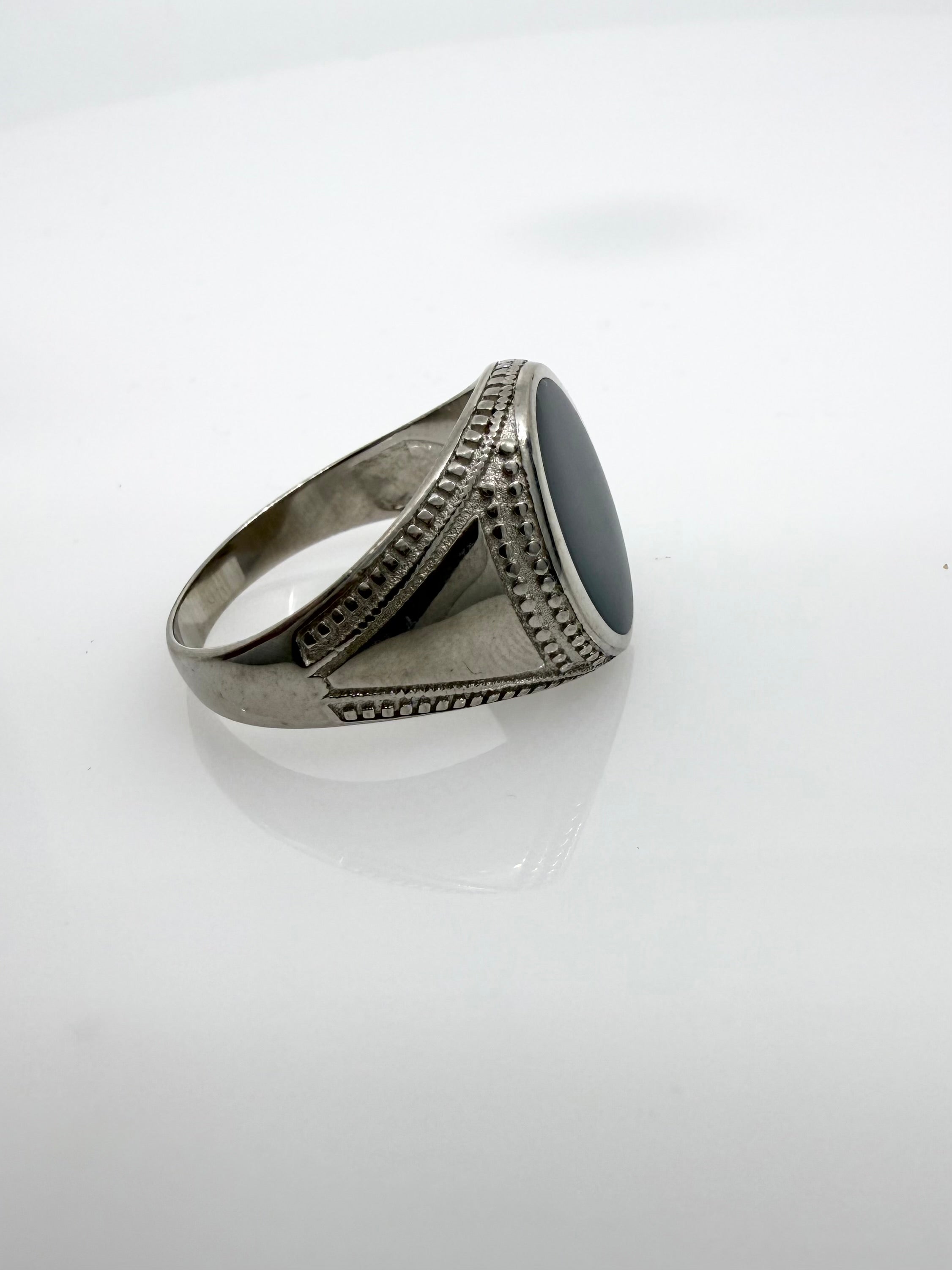 925 Oxidised Silver Ring for Men | Black Stone