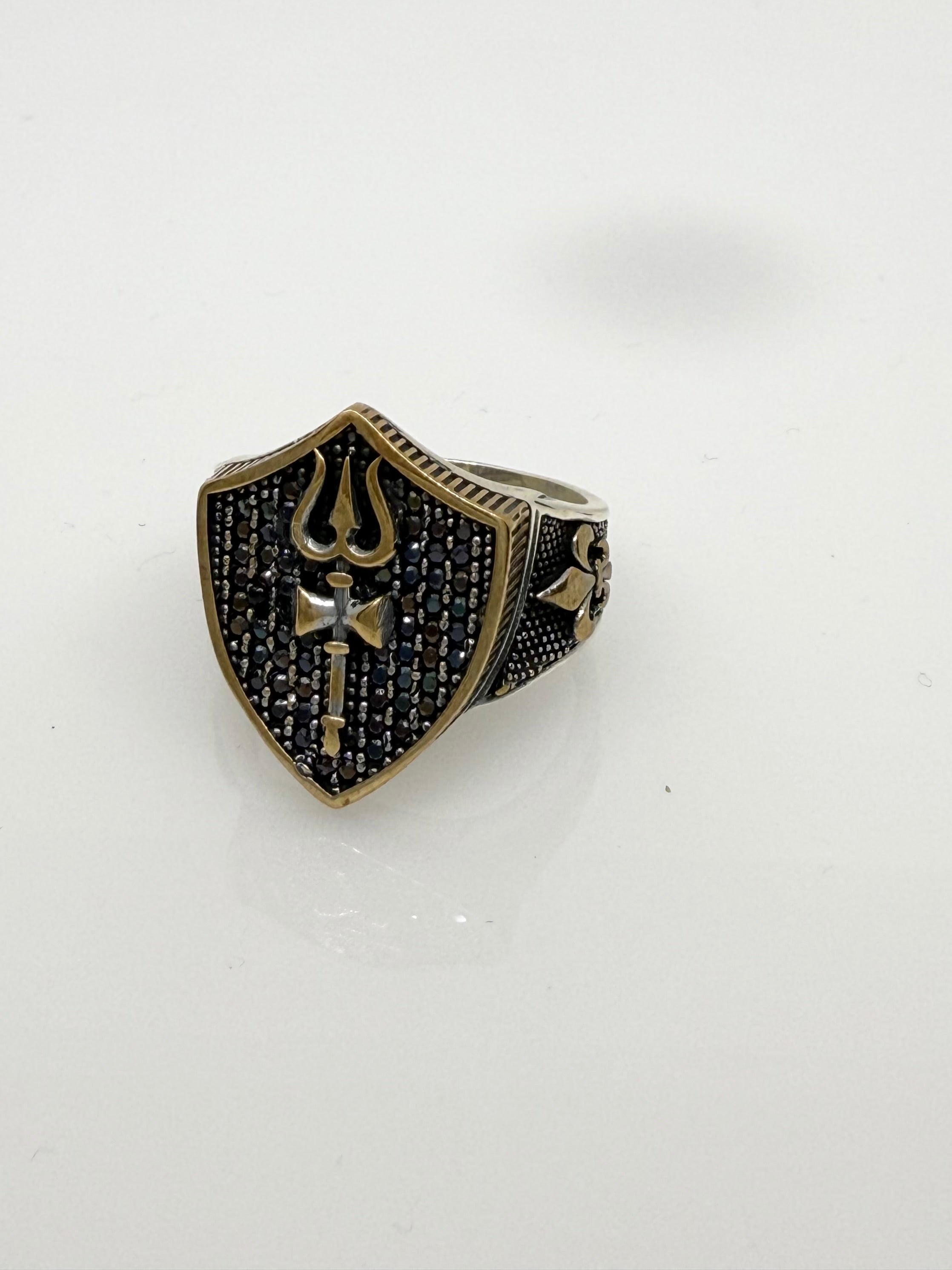 925 Oxidised Silver Ring for Men | Trishool