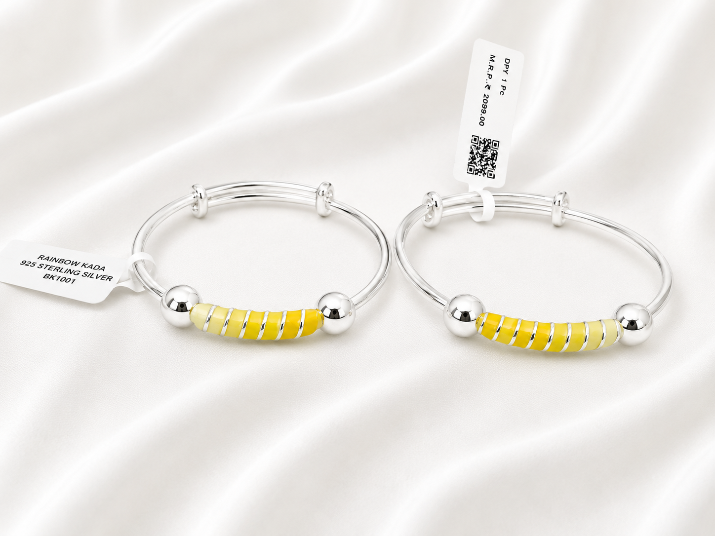 925 Sterling Silver Adjustable Rainbow Bangles | For kids | Ideal for 0-3 years