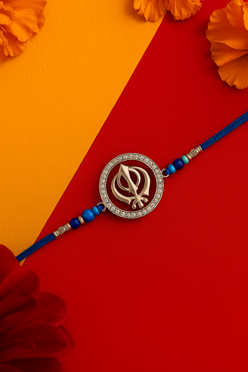 925 Sterling Silver Thread Rakhi | Khanda