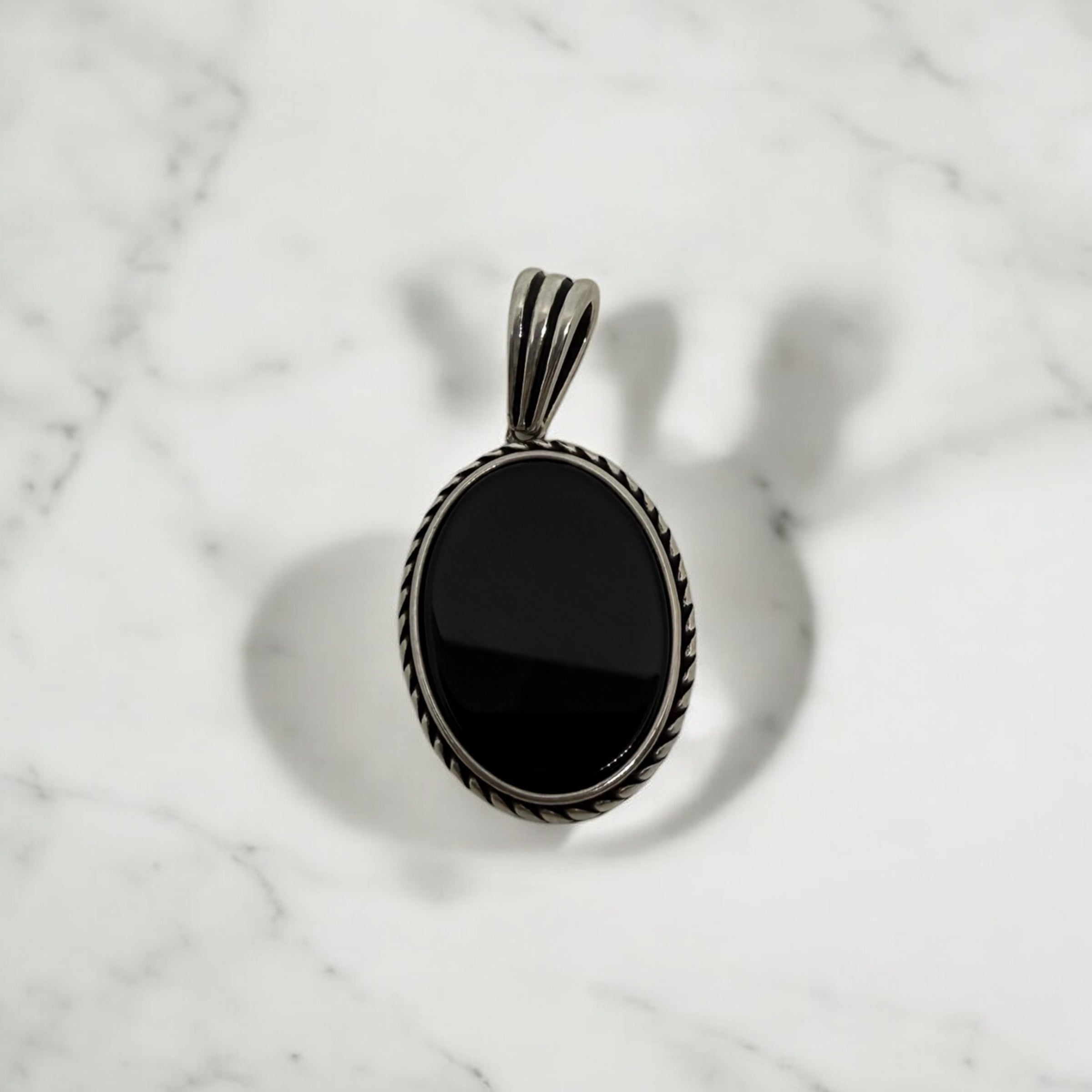 925 Sterling Silver Jet Black Minimal Pendant