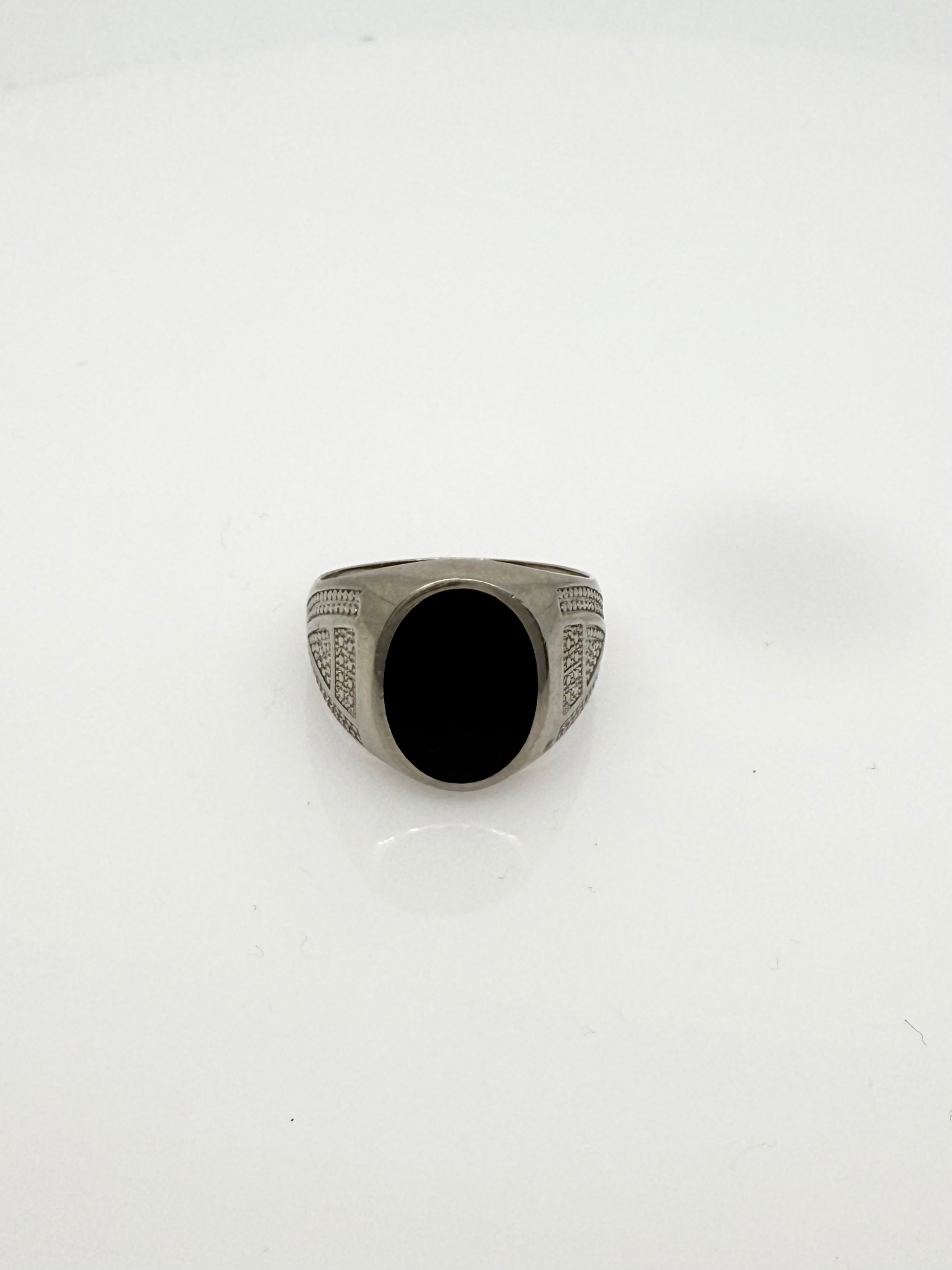 925 Oxidised Silver Ring for Men | Black Stone