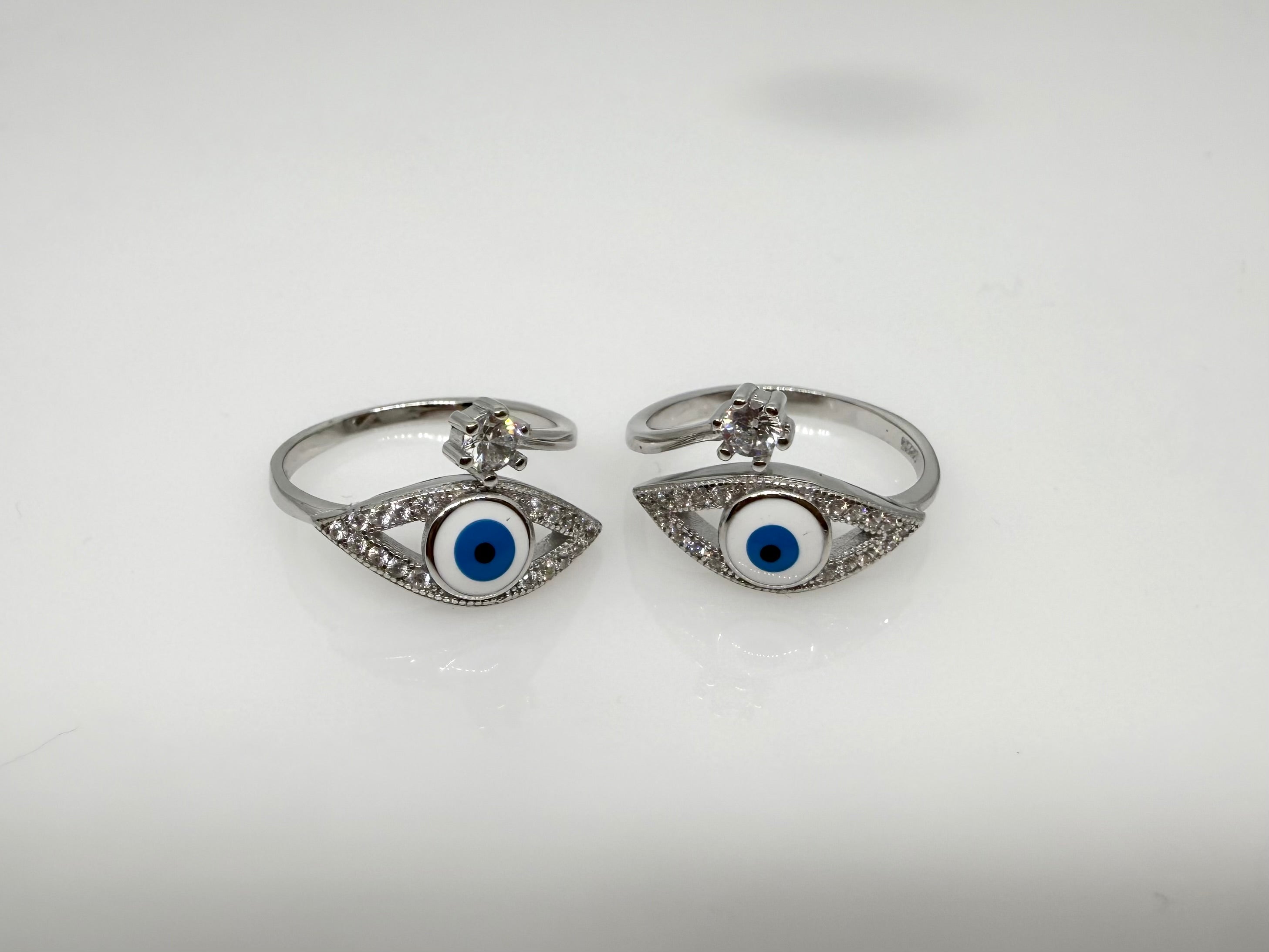 925 Silver Evil Eye Toe Rings (2 Rings)| Free Size