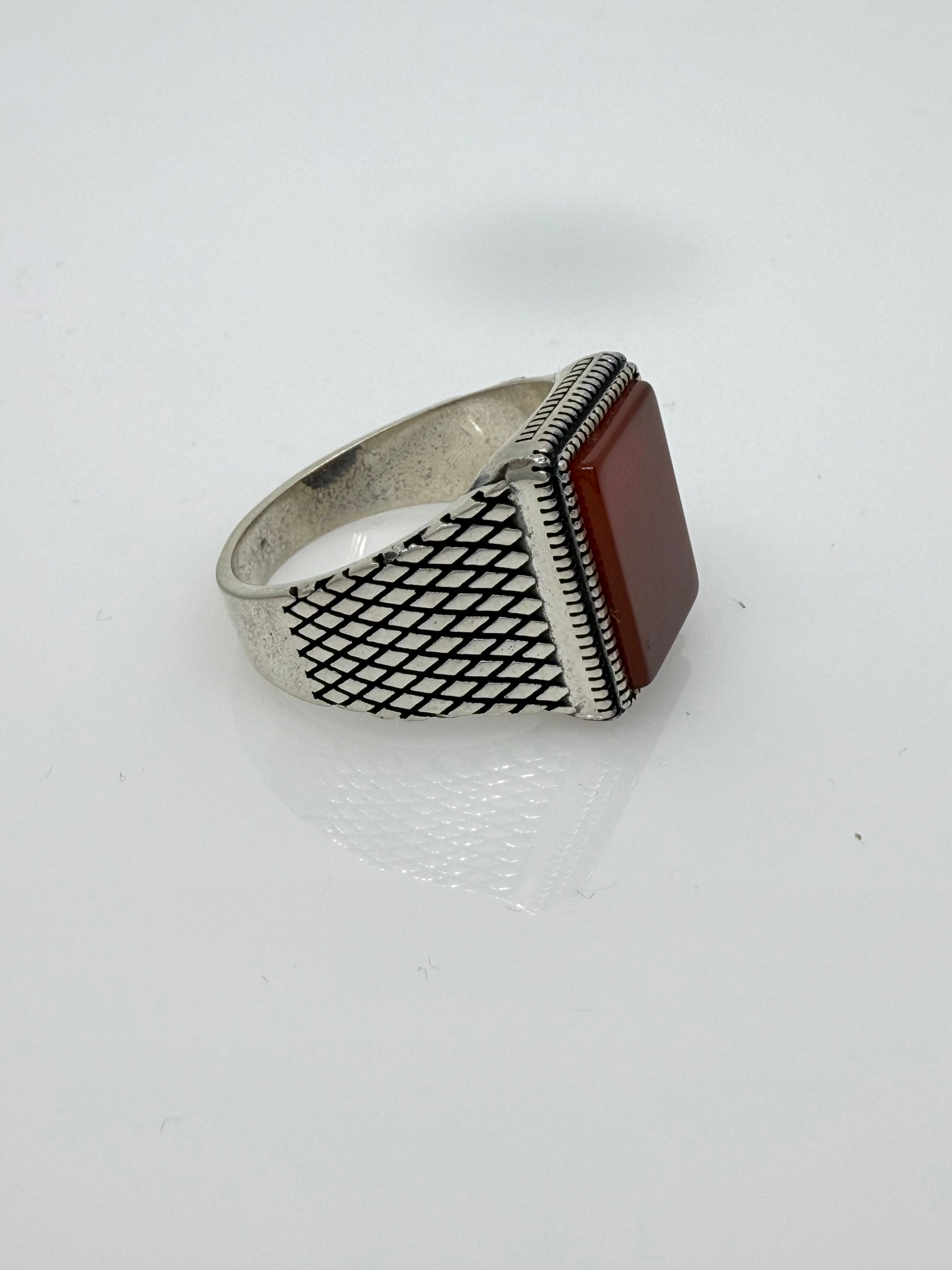 925 Oxidised Silver Ring for Men | Black Stone