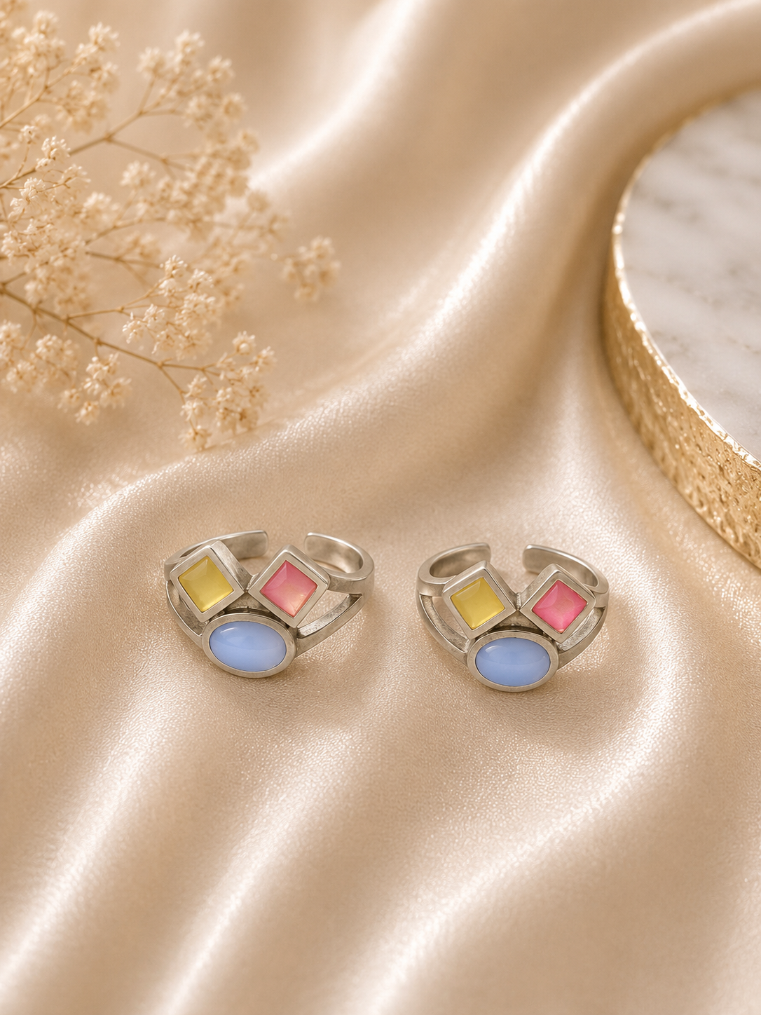 925 Silver Toe Rings (2 Rings) Sun | Free Size