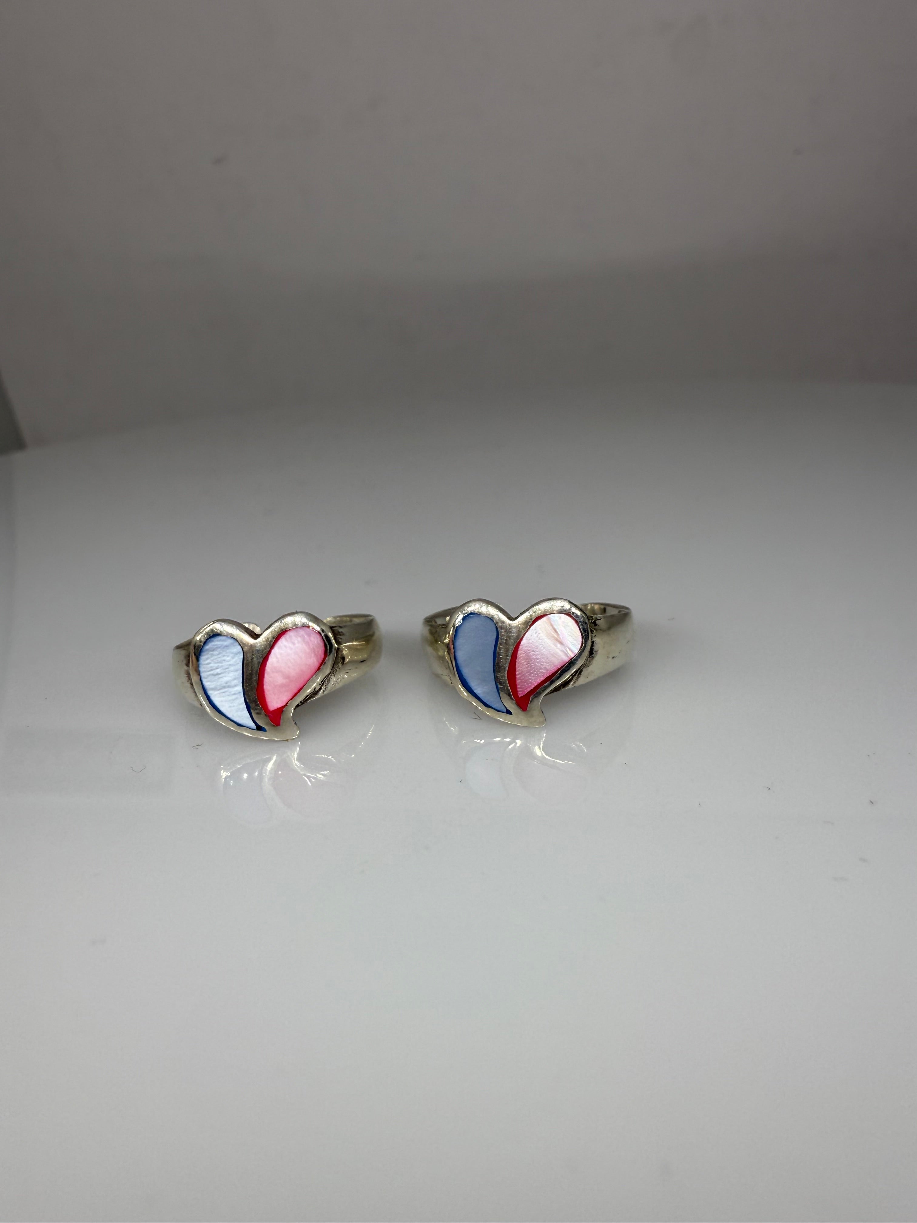 925 Sterling Silver Twin Hearts Toe rings (2 rings) | Free Size