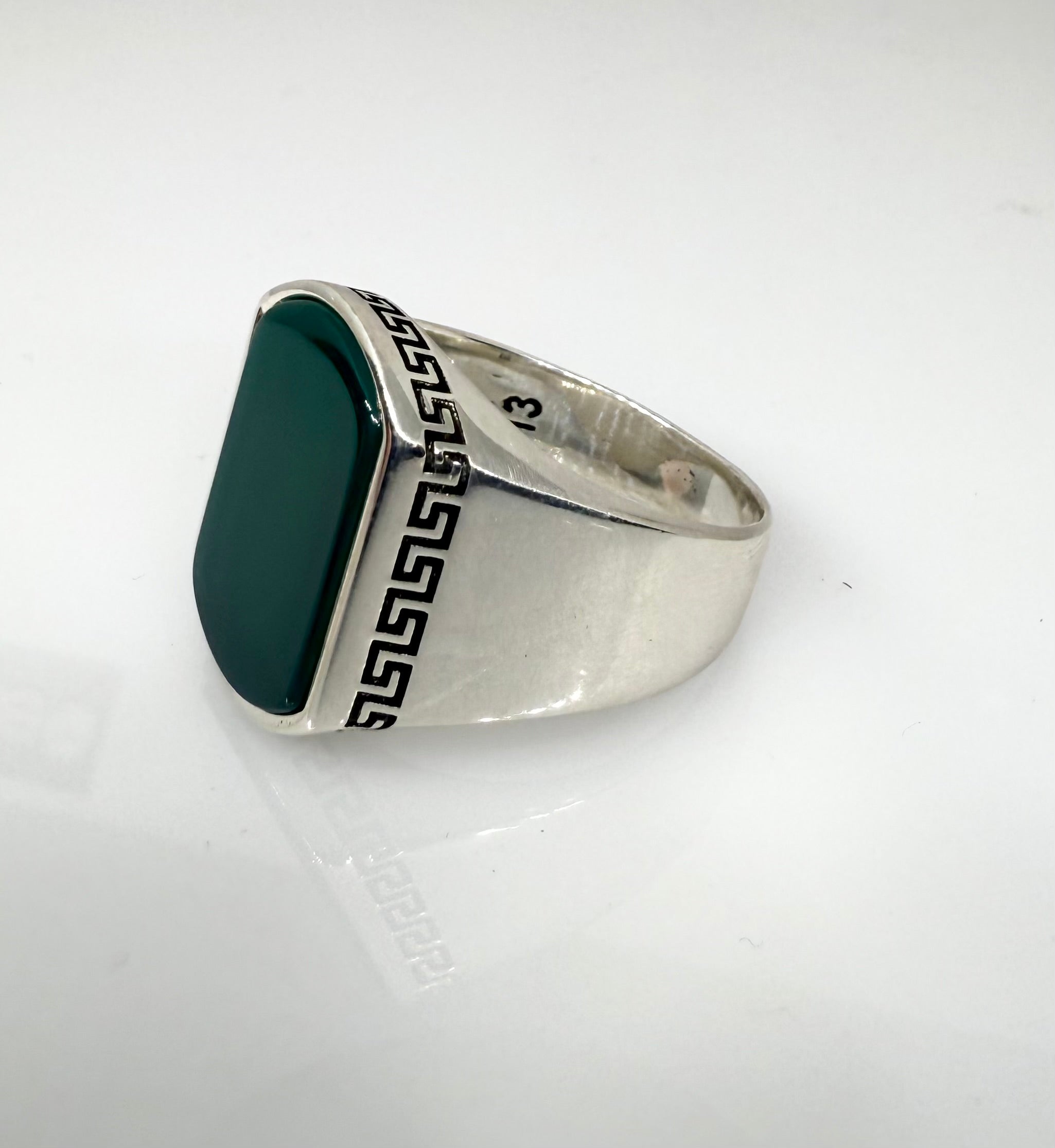 925 Sterling Silver Ring for Men | Olive Onyx