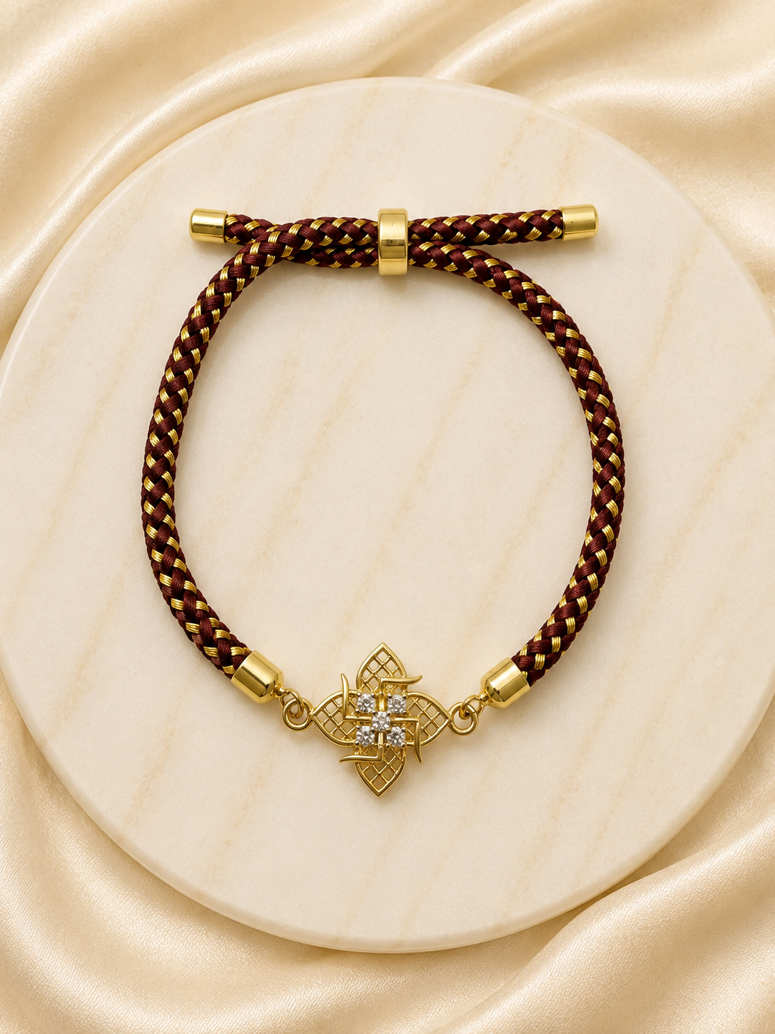 925 Sterling Silver Swastik Adjustable Rakhi