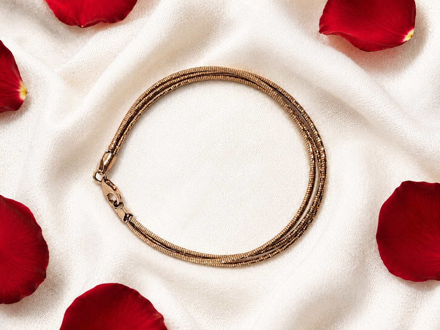 Multi Strand Triple Layer Rose Gold Italian Bracelet | 925 Sterling Silver