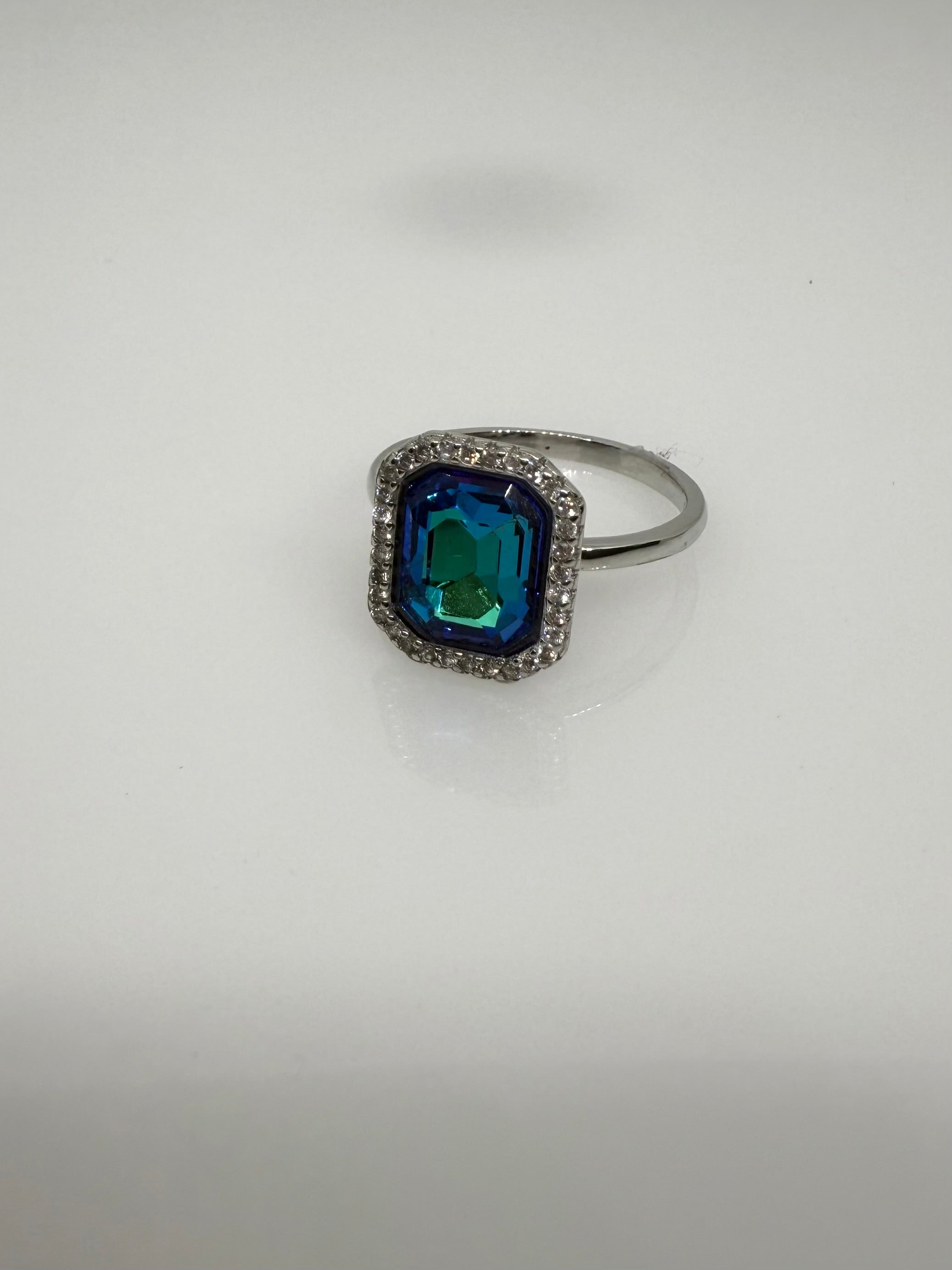 925 Sterling Silver Aqua Glow Women Ring