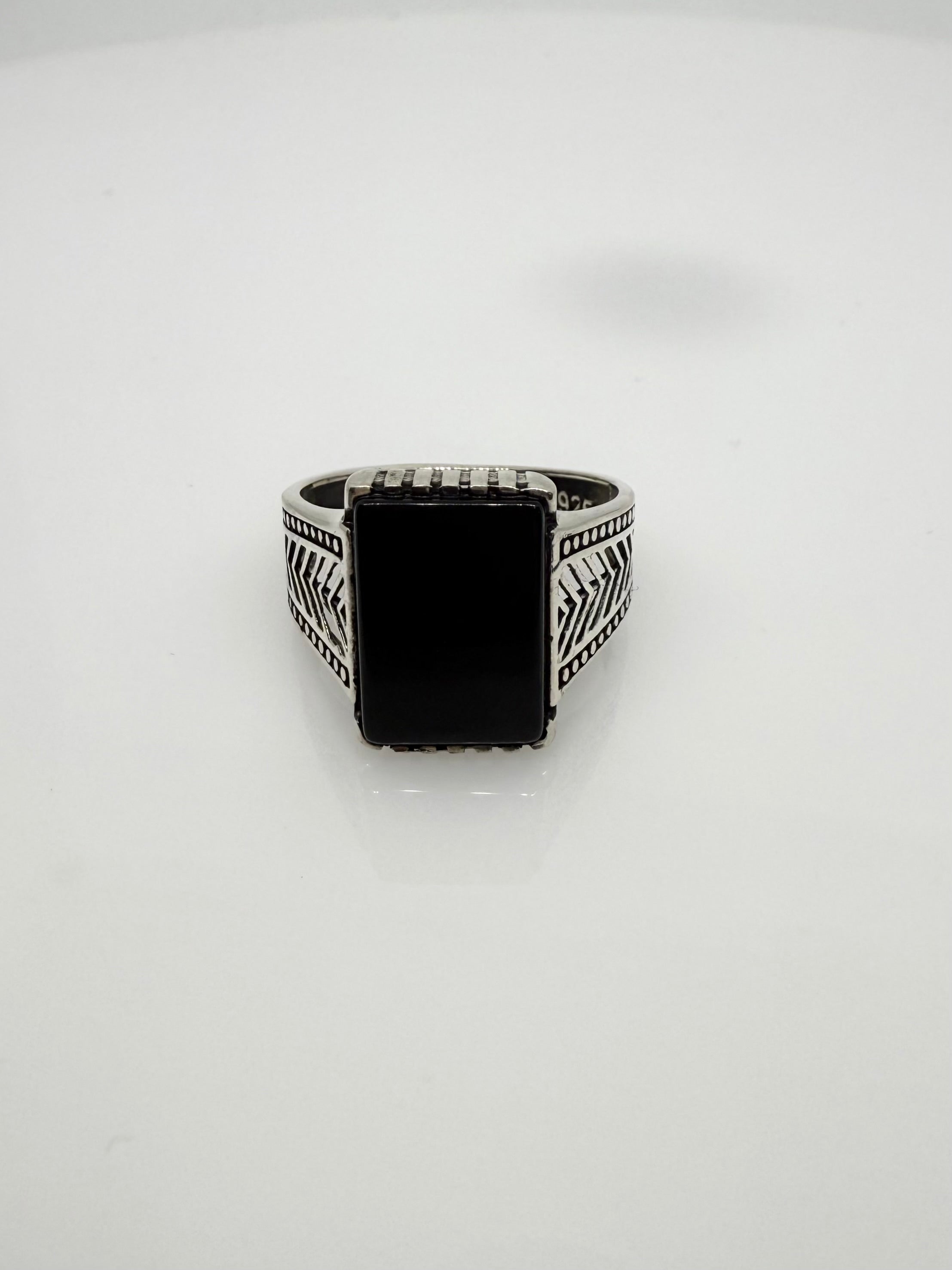 925 Sterling Silver Ring For Men | Black Stone