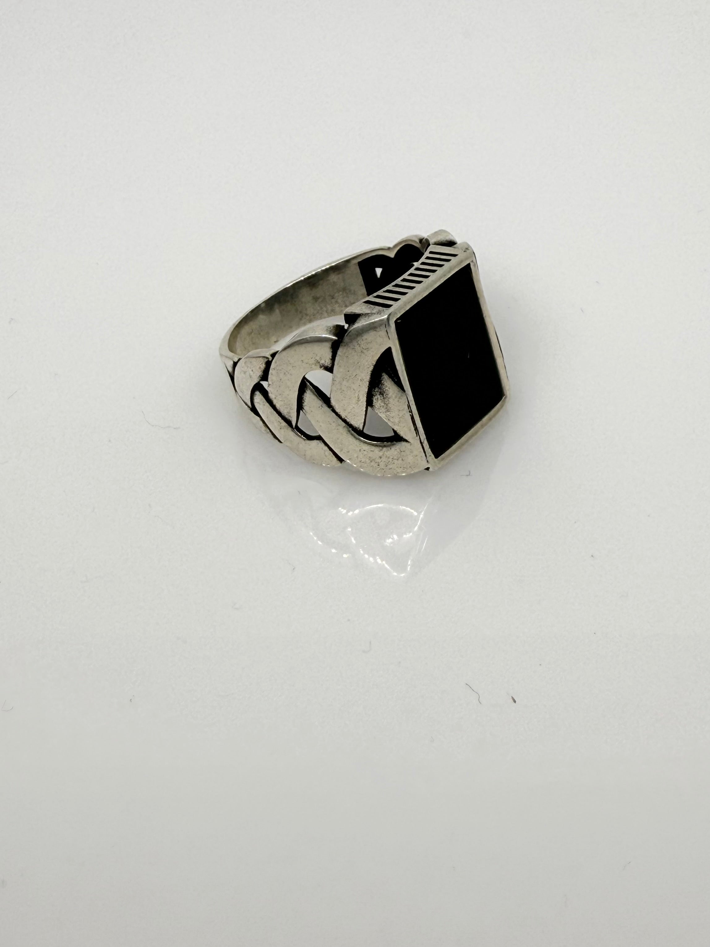 925 Sterling Silver Ring for Men | Black Stone