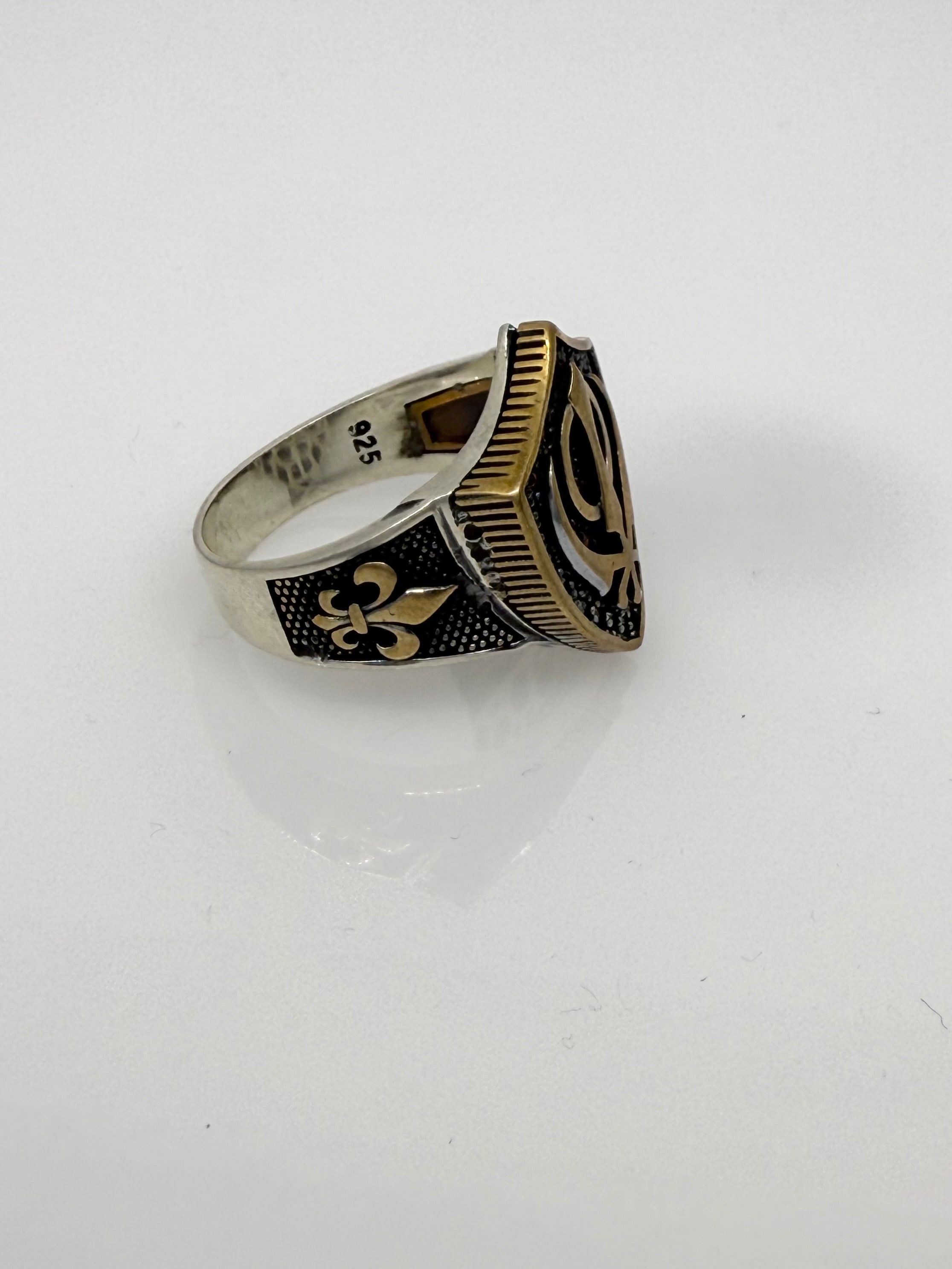 925 Oxidised Silver Ring for Men | khanda Ring