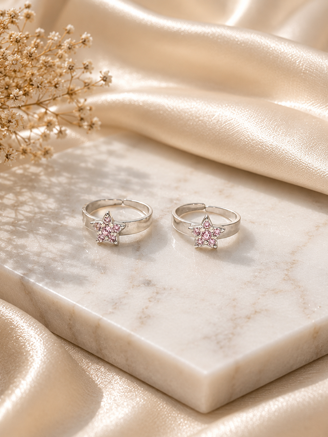 925 Sterling Silver Toe Rings (2 Rings) | Free Size