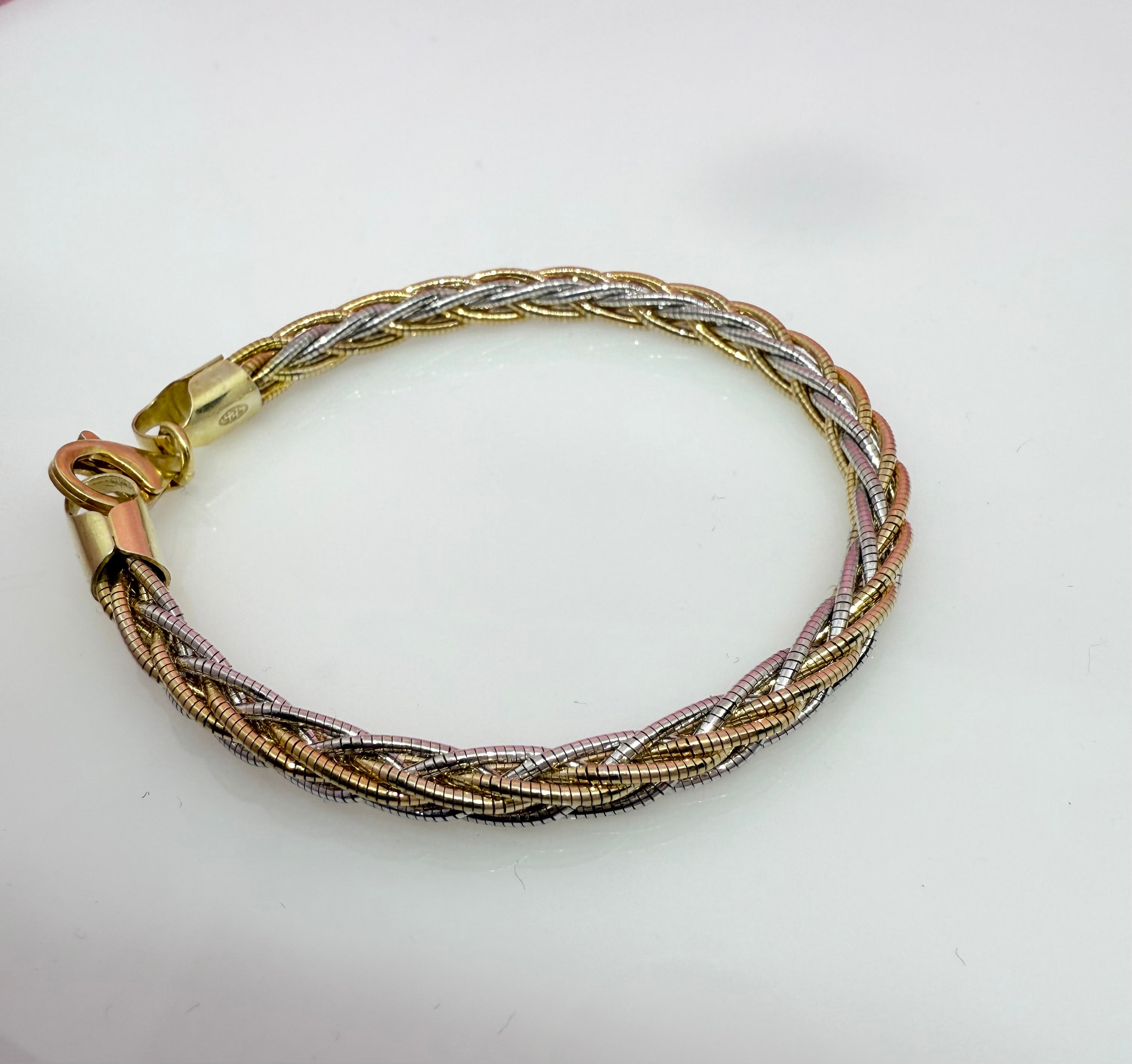 Multi Strand 925 Sterling Silver Italian Weave Braided Bracelet | Dual Tone