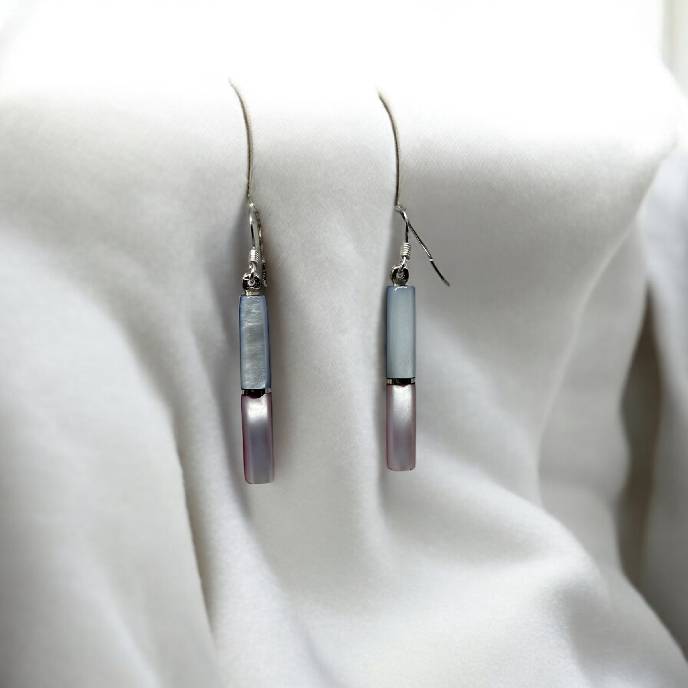 925 Sterling Silver Twin Hue Cubical Earrings | Studs