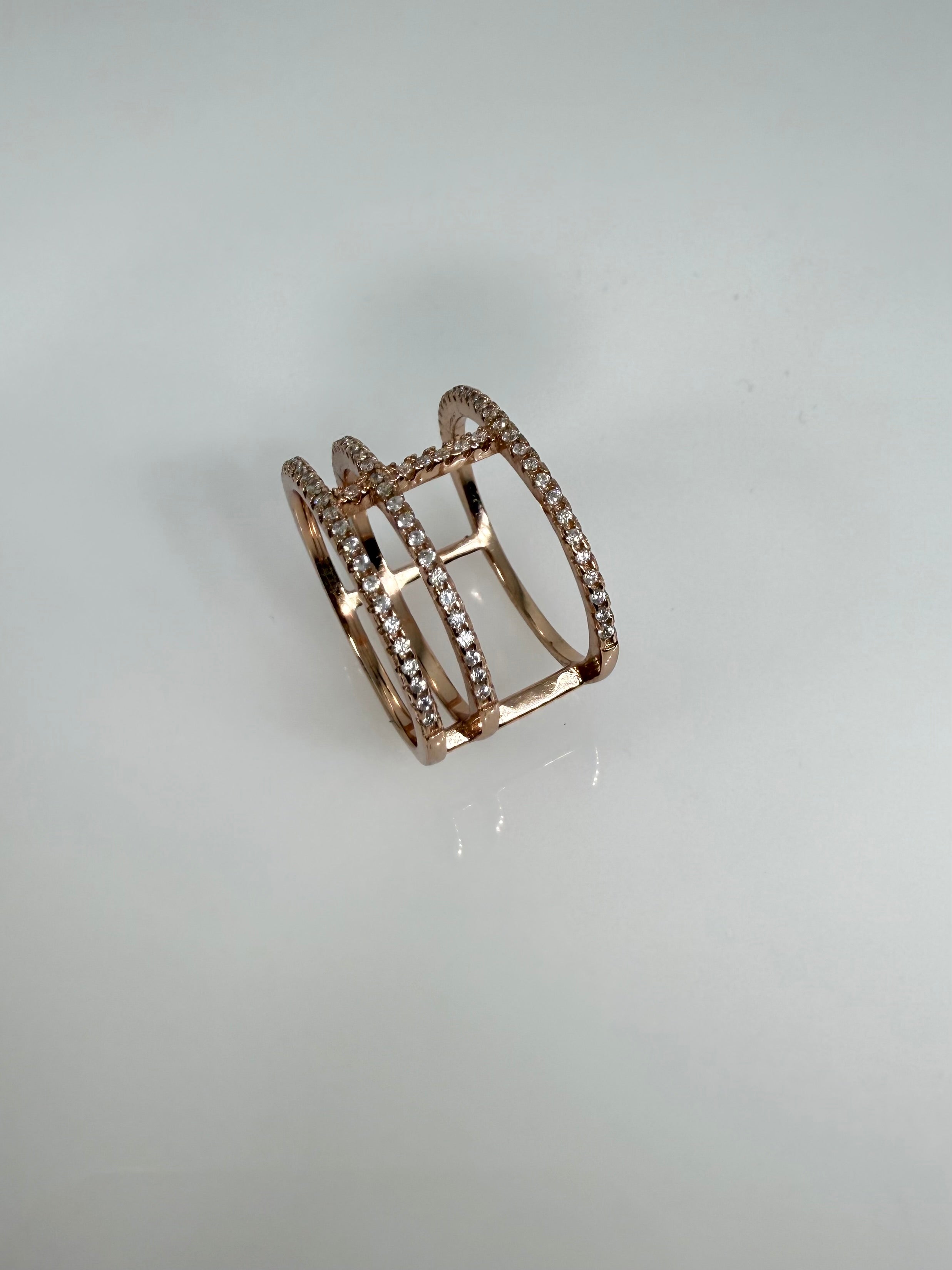 925 Sterling Silver Rosy Halo knuckle Women Ring