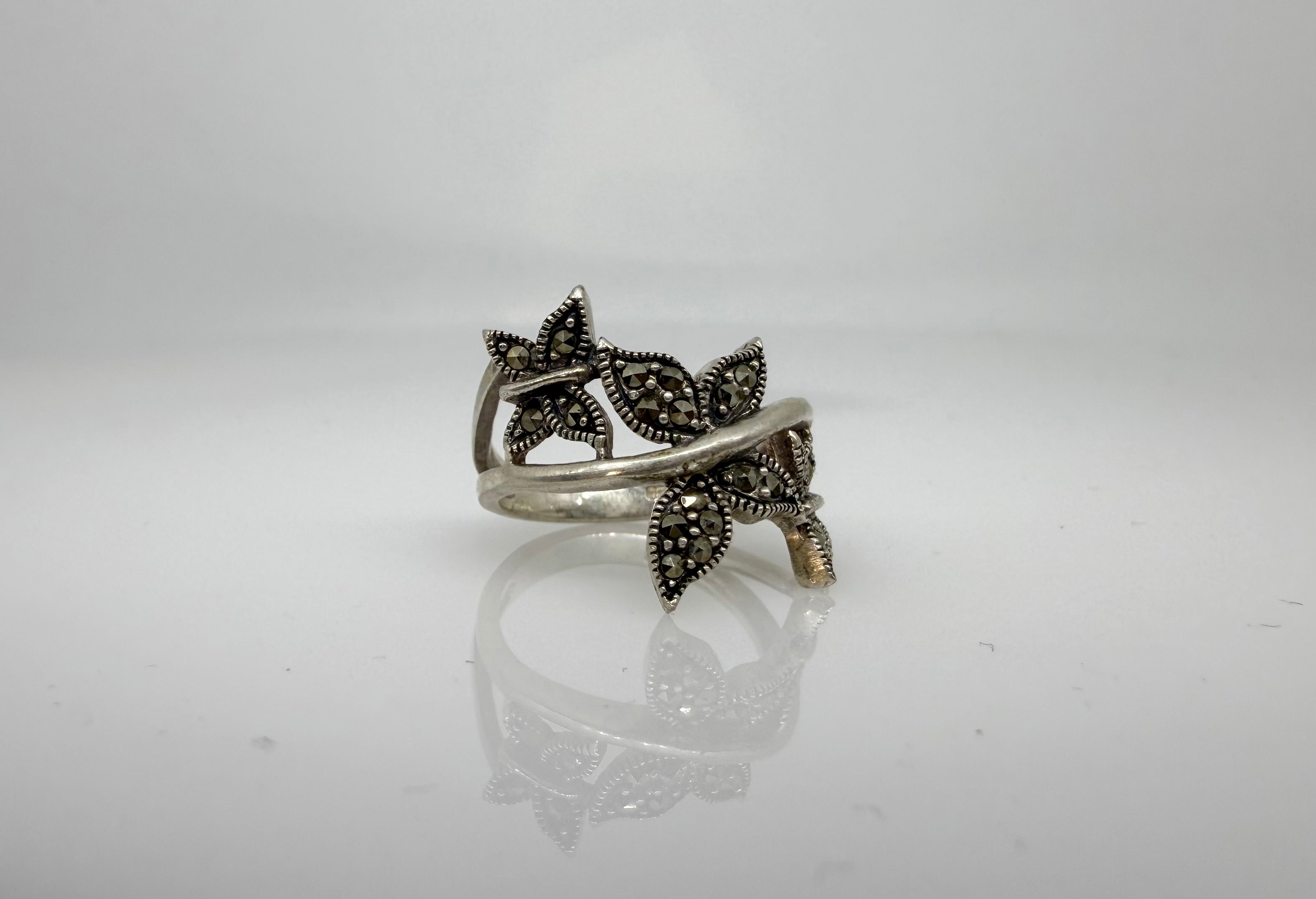 925 Sterling Silver Marcasite Meadow Women Ring