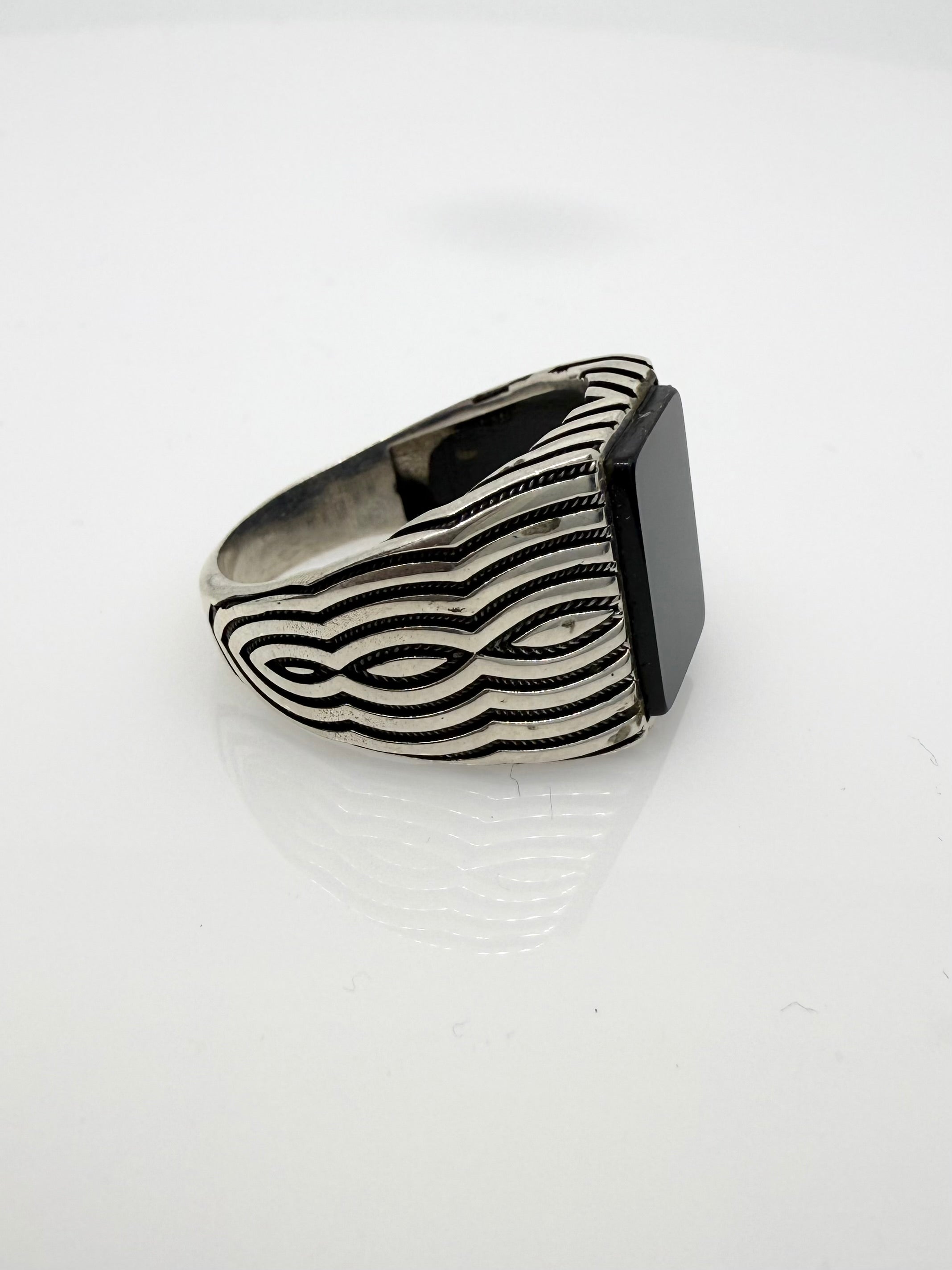 925 Sterling Silver Ring for Men | Black Stone