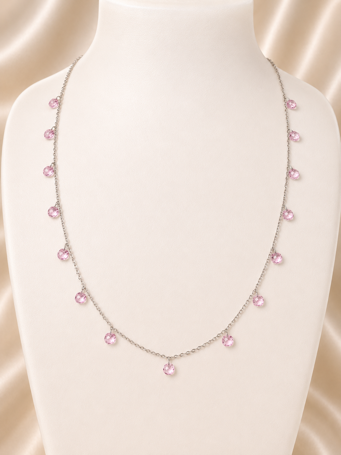 925 Sterling Silver Blush Pink Crystal Queen Neckpiece
