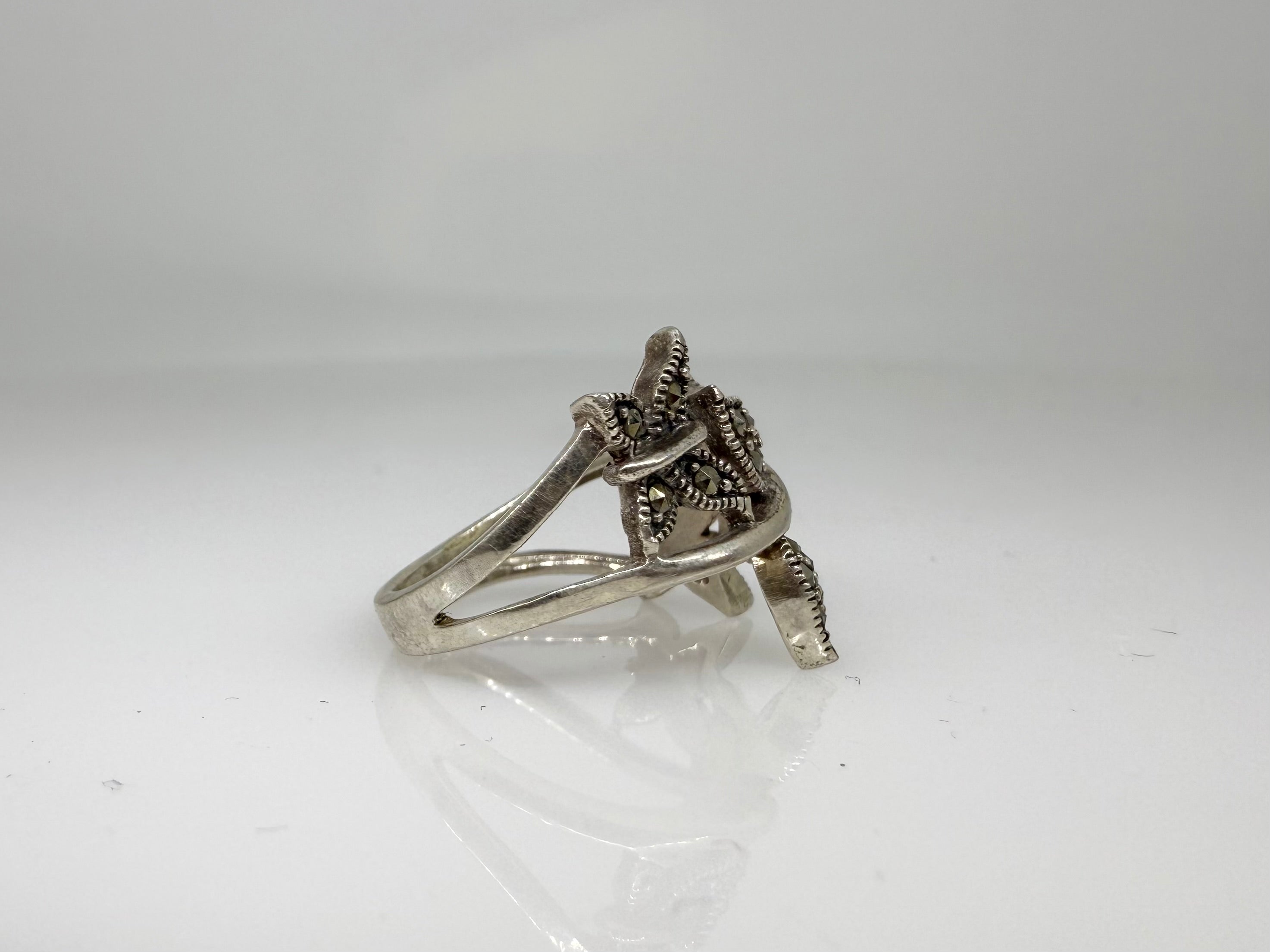 925 Sterling Silver Marcasite Meadow Women Ring