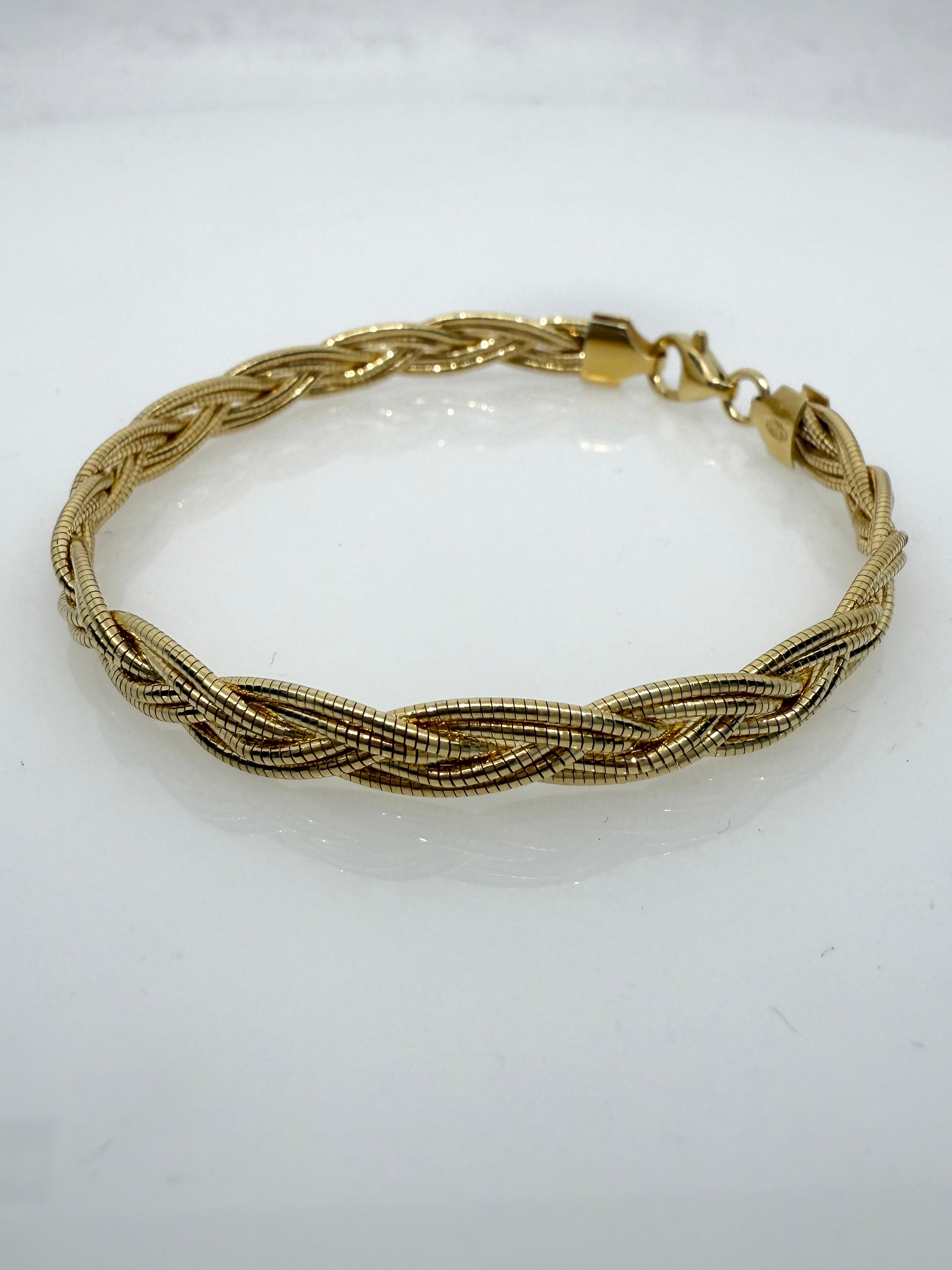 Multi Strand 925 Sterling Silver Italian Weave Bracelet | Gold Braided Bracelet