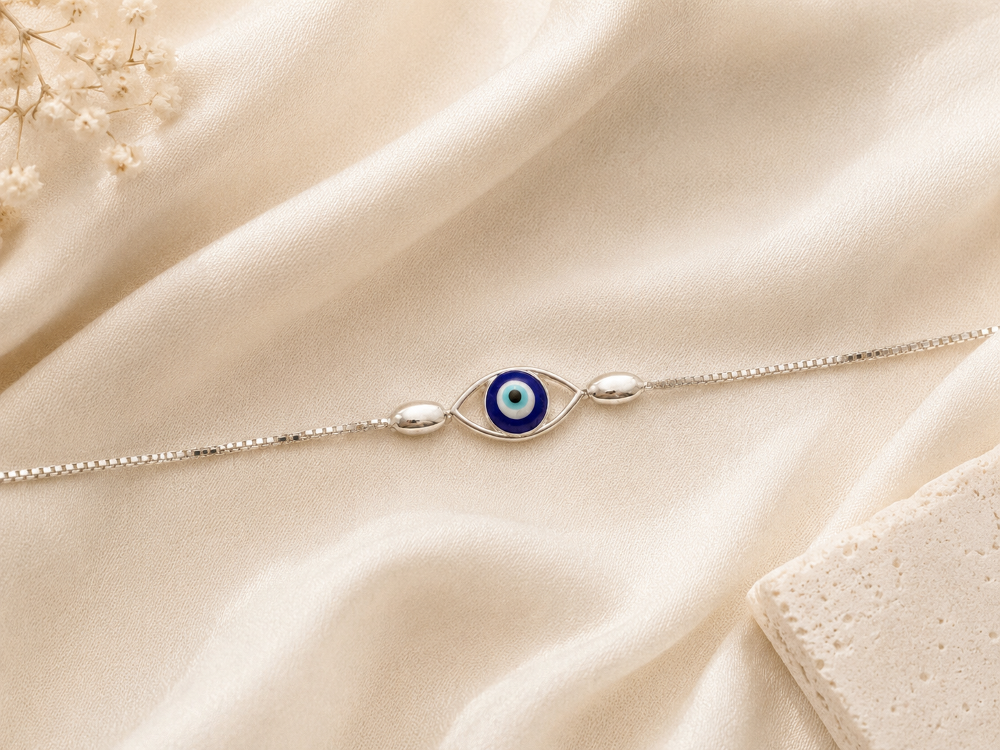 925 Sterling Silver Rakhi Bracelet | Evil Eye